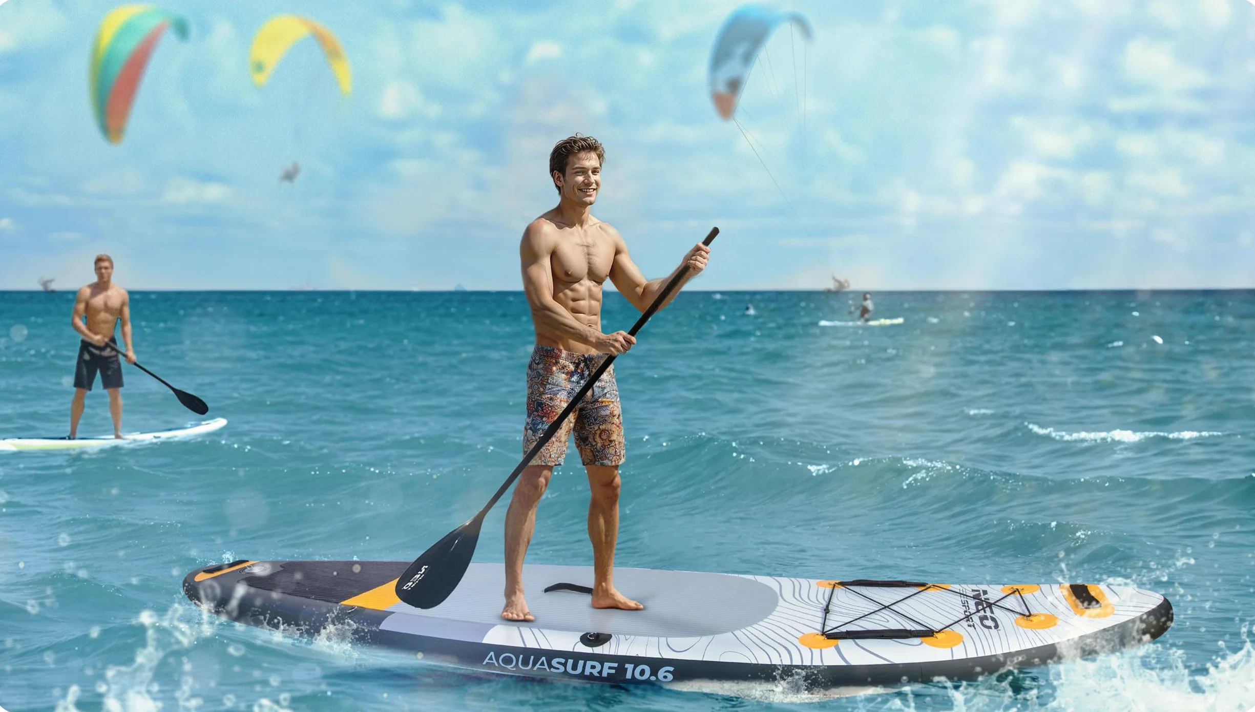 Neo-Sport Deska SUP Nadmuchiwana 320 x 84 x 15 cm z Pompką Ręczną Smyczą Plecakiem Siedziskiem