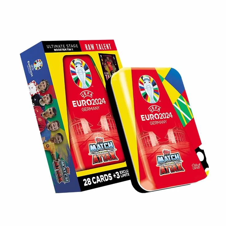 Topps Match Attax Euro 2024 Booster Tin Raw Talent 28 kart 3 ekskluzywne karty