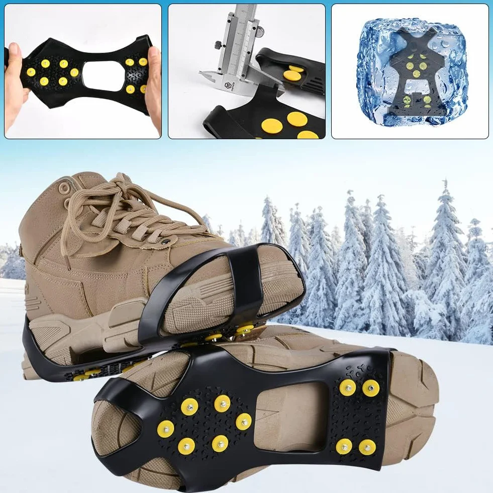 Flintronic Raki antypoślizgowe do butów z kolcami ze stali nierdzewnej na śnieg lód trekking