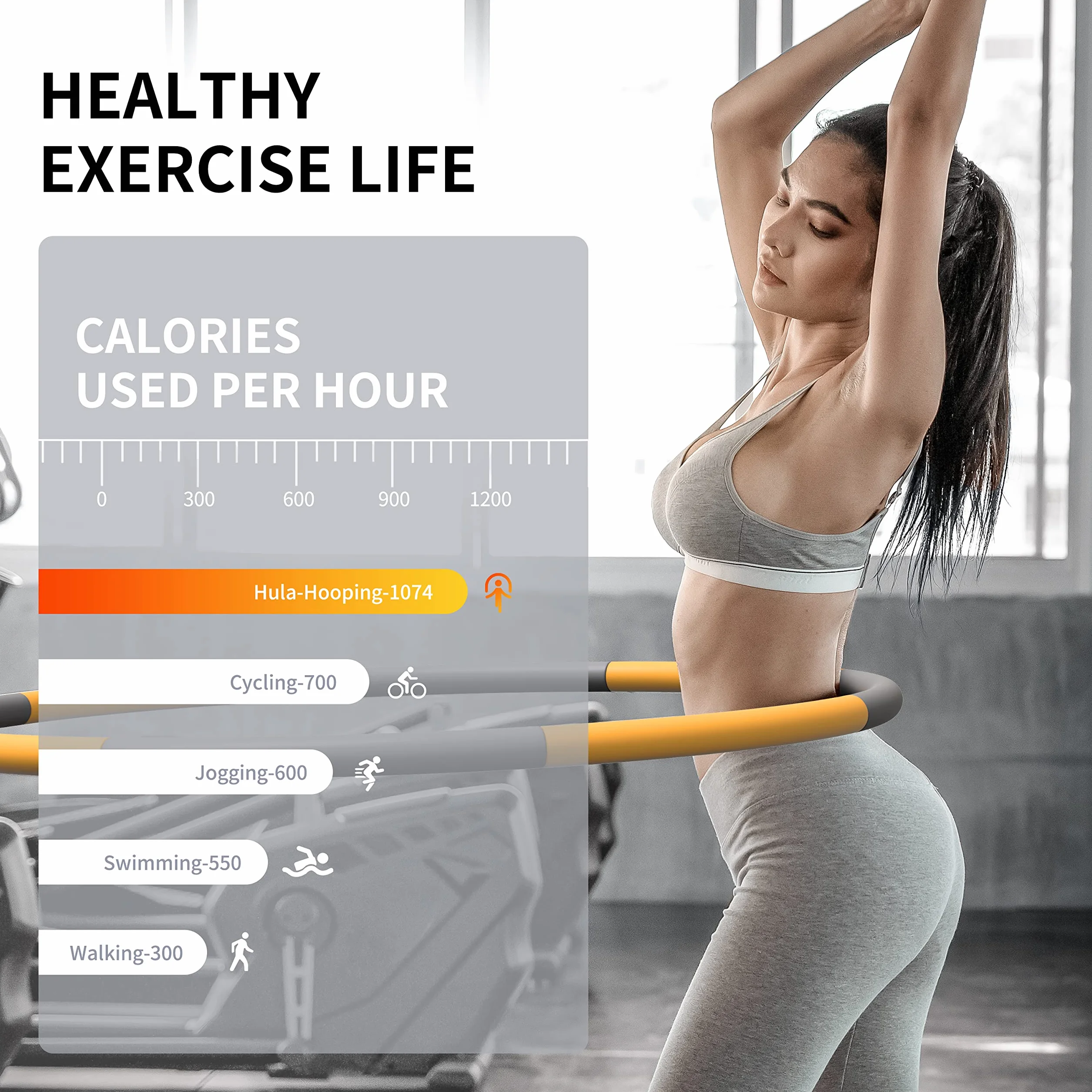 Eono Hula Hop 8 Segmentów Zdejmowana Obręcz Fitness Odchudzanie 1,2 kg 1,8 kg