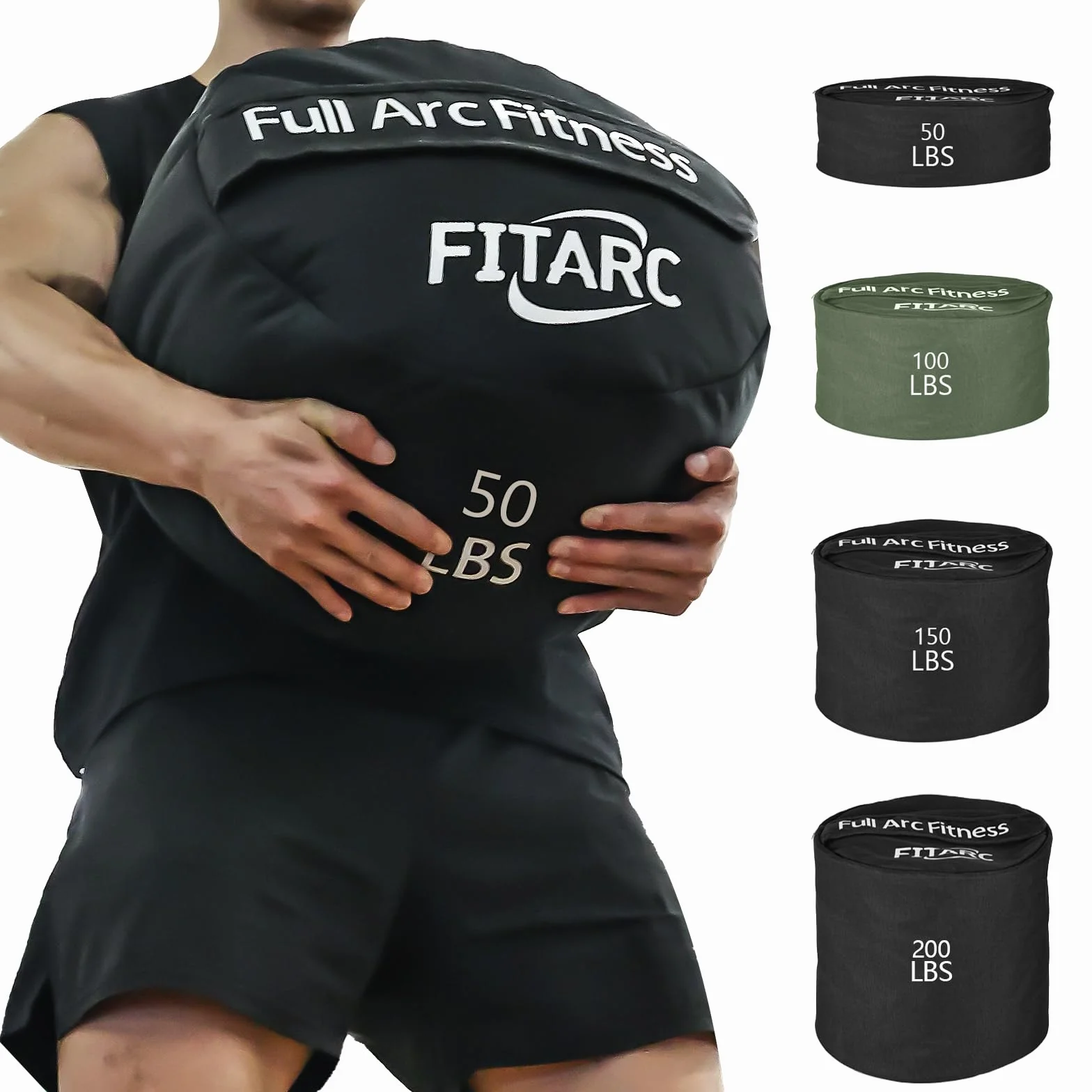 Fitarc Torba treningowa z workiem z piaskiem, worki na piasek do treningu siłowego, okrągły worek z piaskiem, trening crossowy i treningowy, piasek nie wchodzą w zakres dostawy