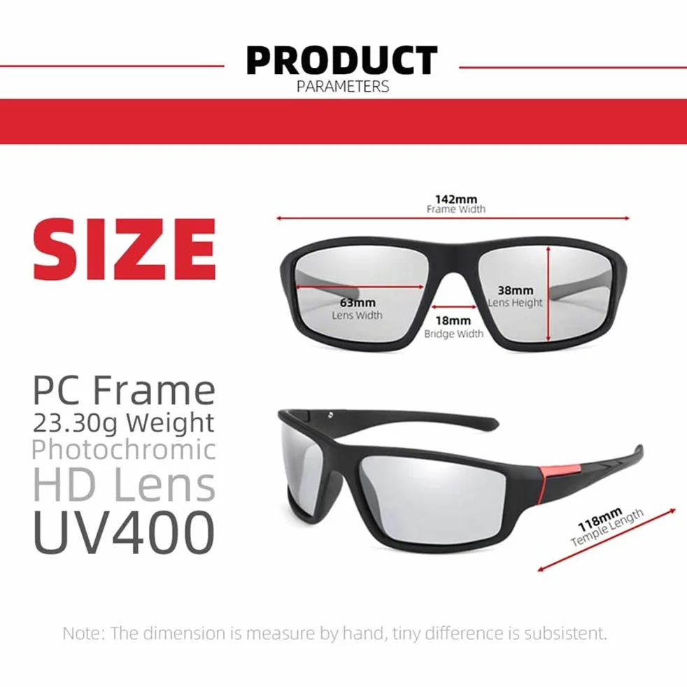 Fotochromowe polaryzacyjne okulary przeciwsłoneczne UV400 do sportów