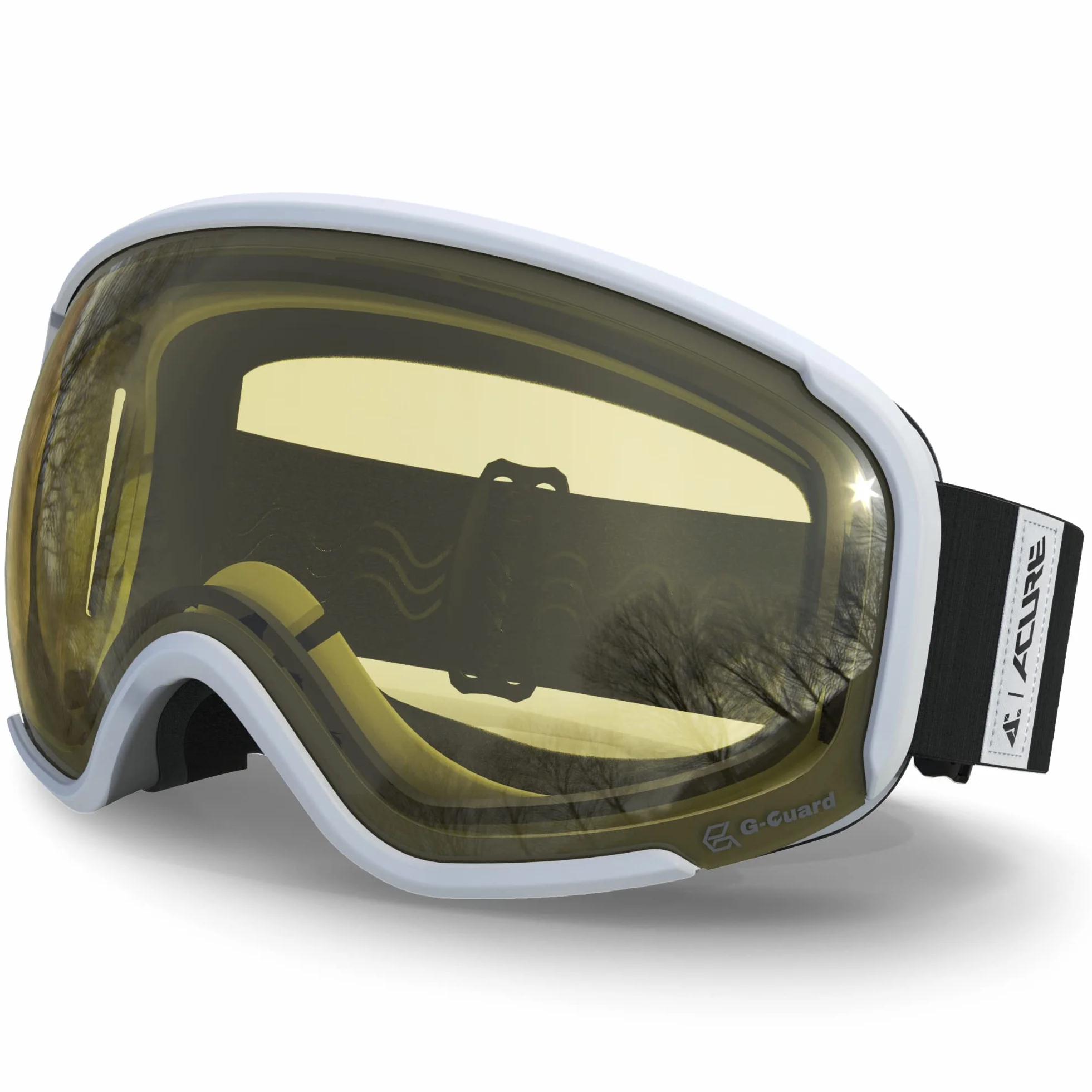 ACURE SG02 Okulary narciarskie, gogle do jazdy na nartach i desce snowboardowej OTG, bez oprawek, podwójne soczewki z ochroną przeciwmgielną i UV400 dla mężczyzn, kobiet i młodzieży
