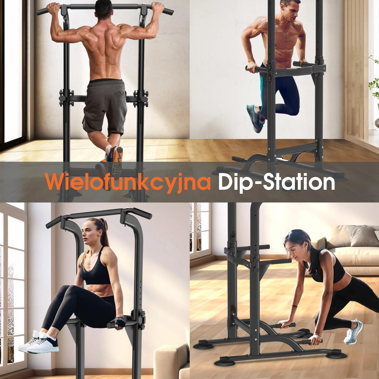 DH FitLife Power Tower Dip Station | Wolnostojący Drążek do Podciągania | Dipy i Trening Pleców | Stacja do Dipów | Stacja Treningowa do Domowej Siłowni | Trening Siłowy w Domu