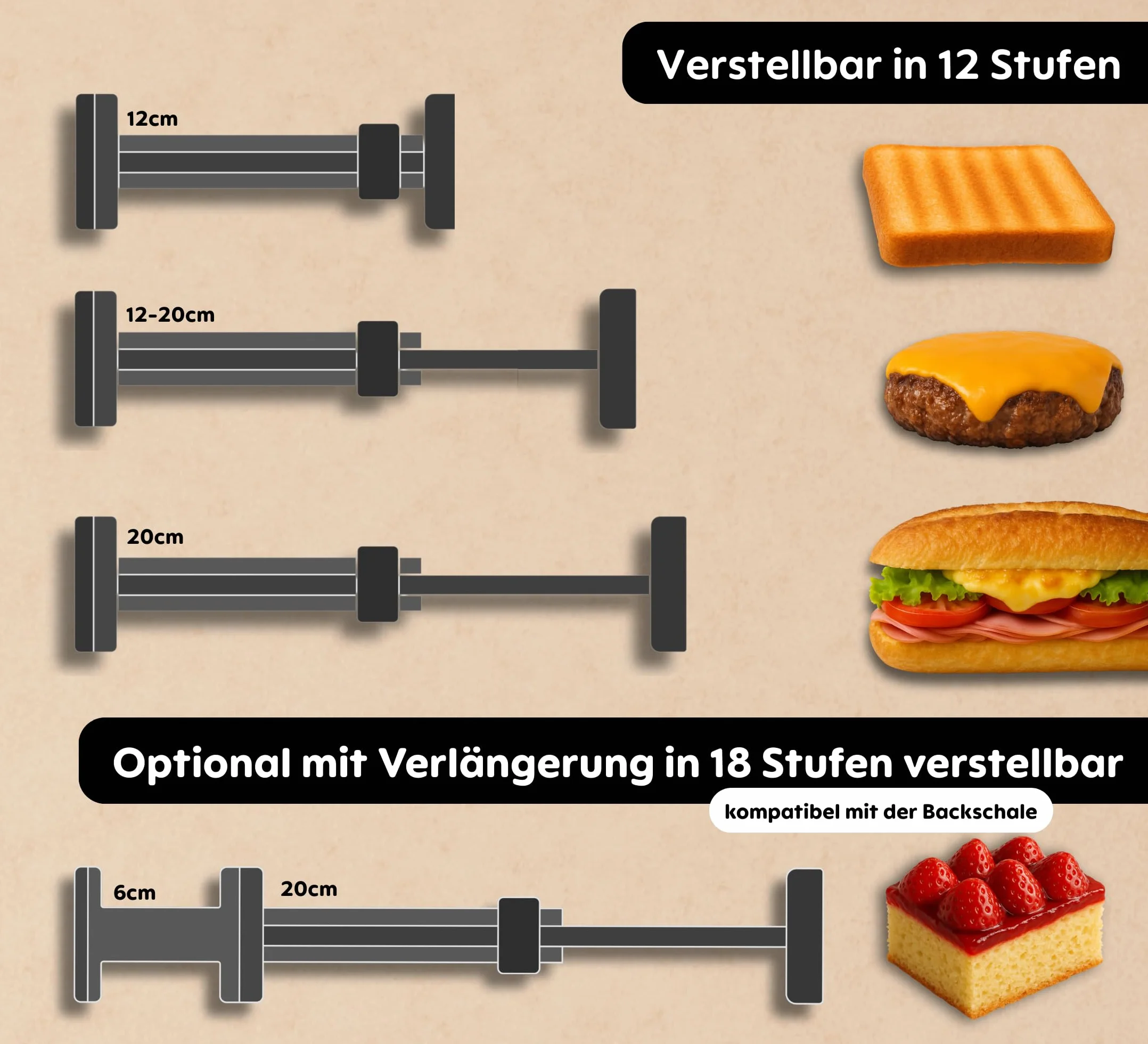Wspornik dystansowy V3 do Tefal/Rowenta Optigrill XL + klips blokujący + przedłużenie + nóżki dystansowe wspornik dystansowy pomoc przy grillu