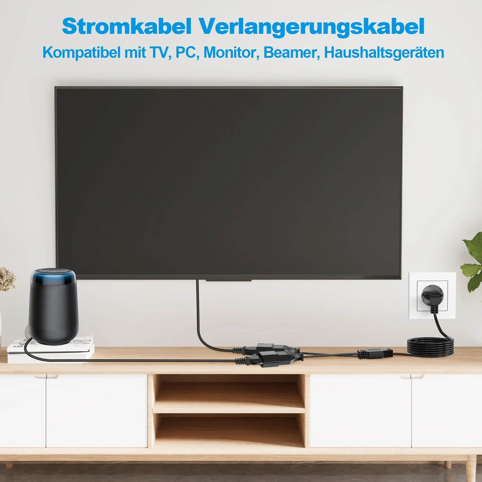 VIEVRE Przedłużacz płaski 3,0 m 0,75 mm² potrójna wtyczka typu C