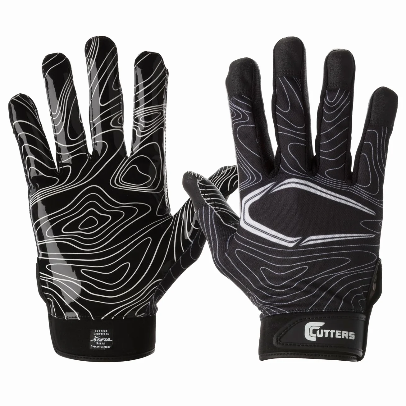 Cutters Odbiornik na dzień gry Glvs Blk Topo L/XL