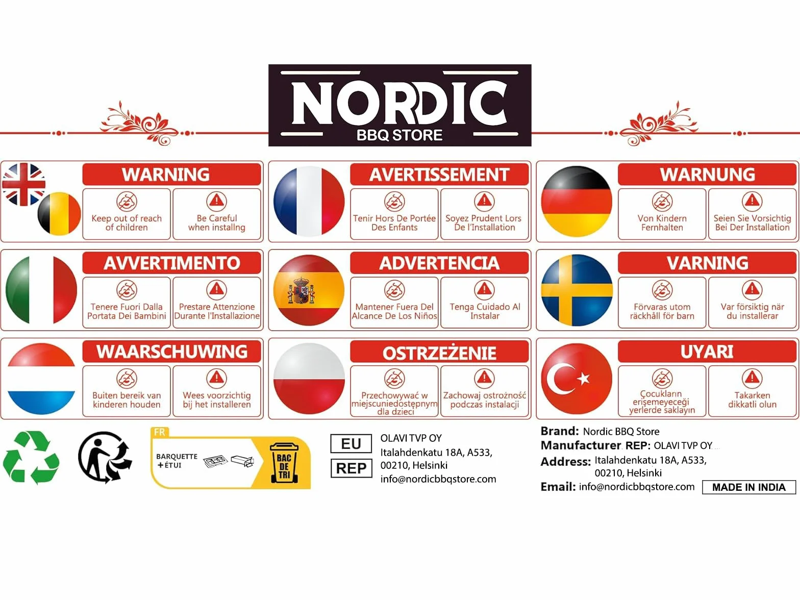 Wymienna taca na tłuszcz o regulowanej długości (61-68 cm) do grilla firmy Biltema, Lucifer, Napolean, Landmann i innych europejskich marek, uniwersalna taca na tłuszcz do grilla