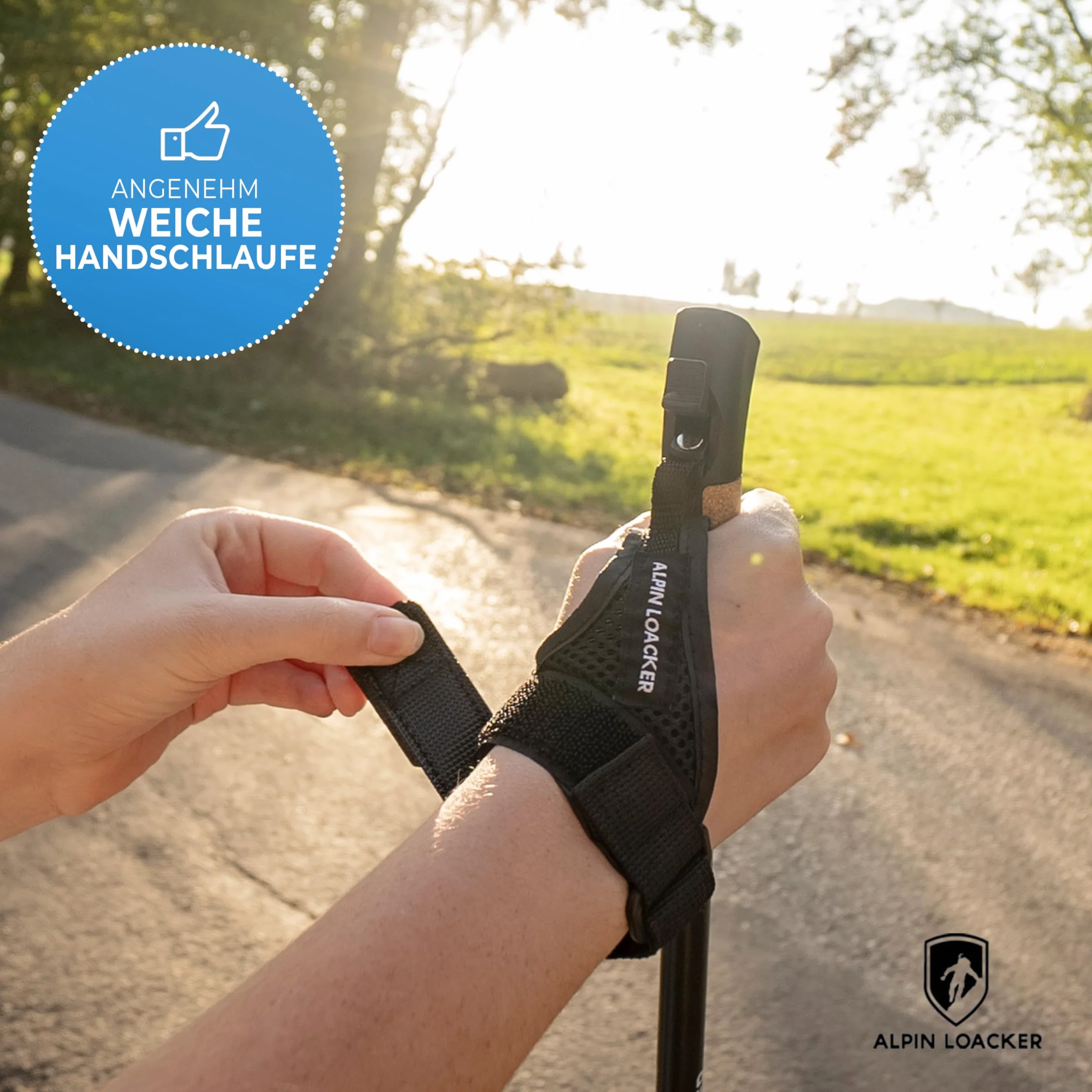 Alpin Loacker Teleskopowe kijki trekkingowe z włókna węglowego i aluminium z uchwytem korkowym, lekkie kijki do nordic walkingu, dla kobiet i mężczyzn, do jazdy na nartach i wędrówek, kijki