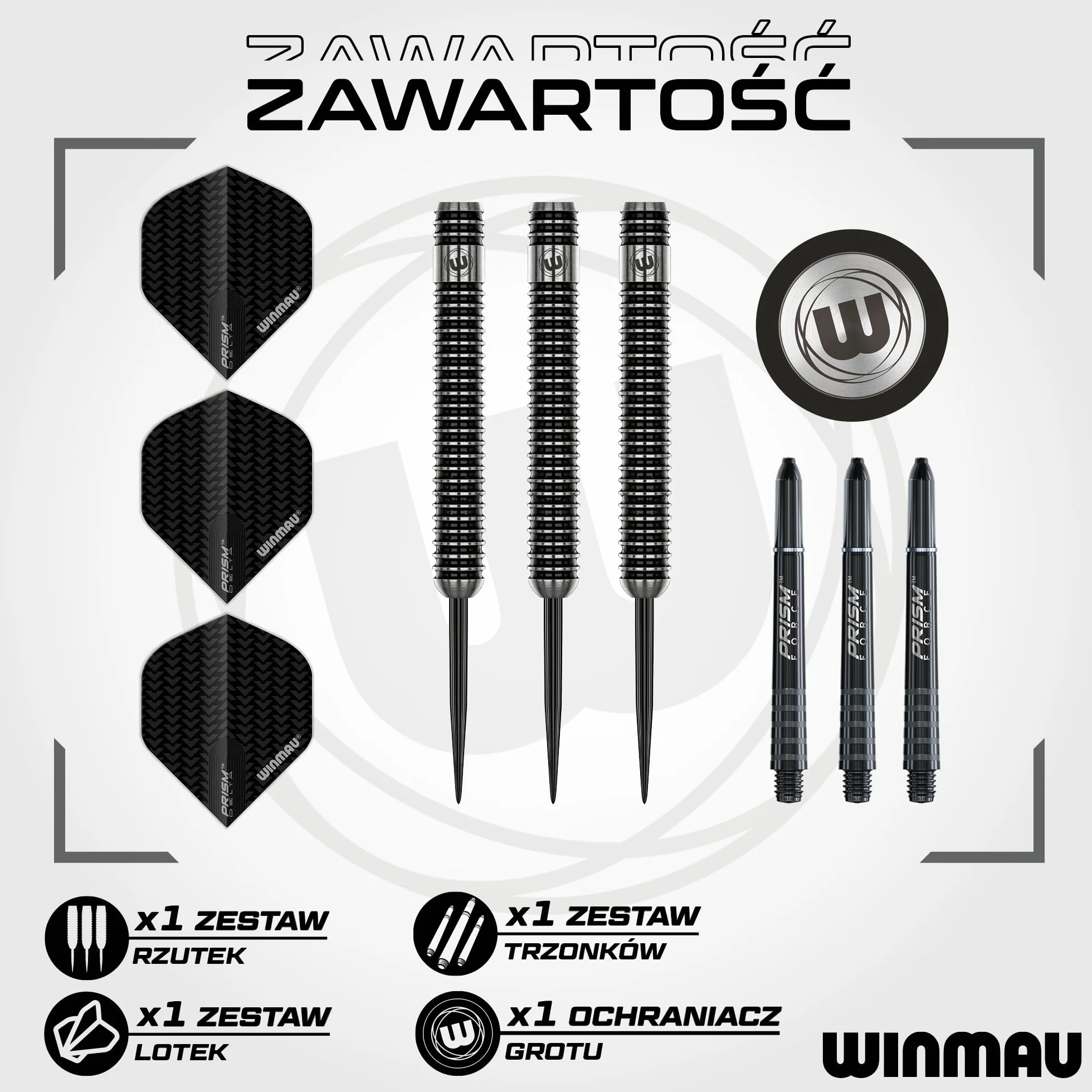 WINMAU Seria Blackout 90% rzutki wolframowe zestaw z lotkami i trzonkami 16 g 18 g 21 g 22 g 23 g 24 g