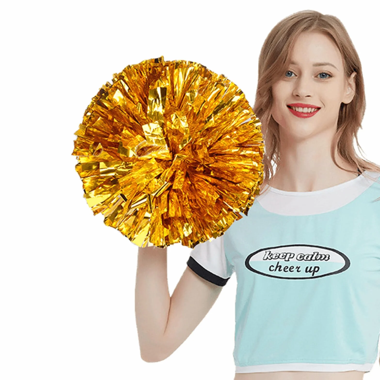 Pompony sportowe do cheerleaderek – 12 sztuk, złote