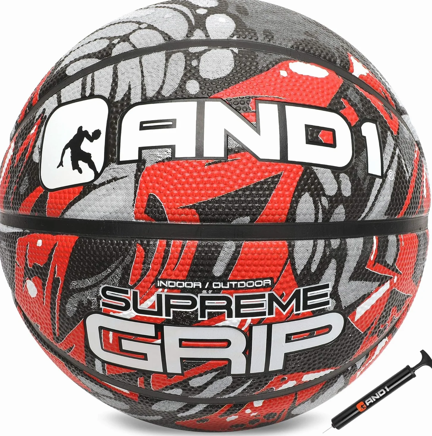AND1 Supreme Grip Basketball Size 7 Rubber Deep Channel Indoor Outdoor