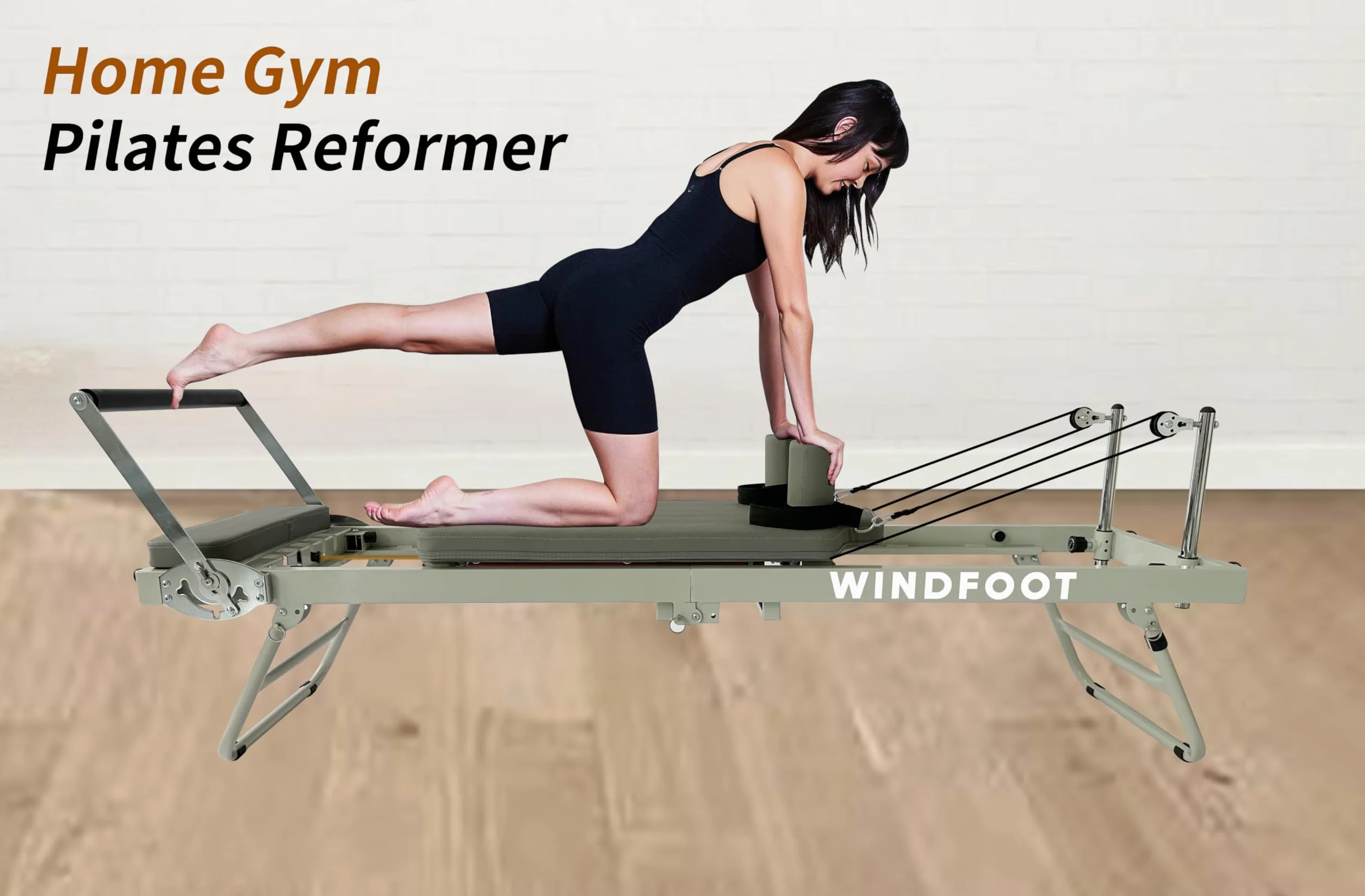 Pilates Reformer Składany z Deską do Skakania, 5 Sznurków, 136 kg