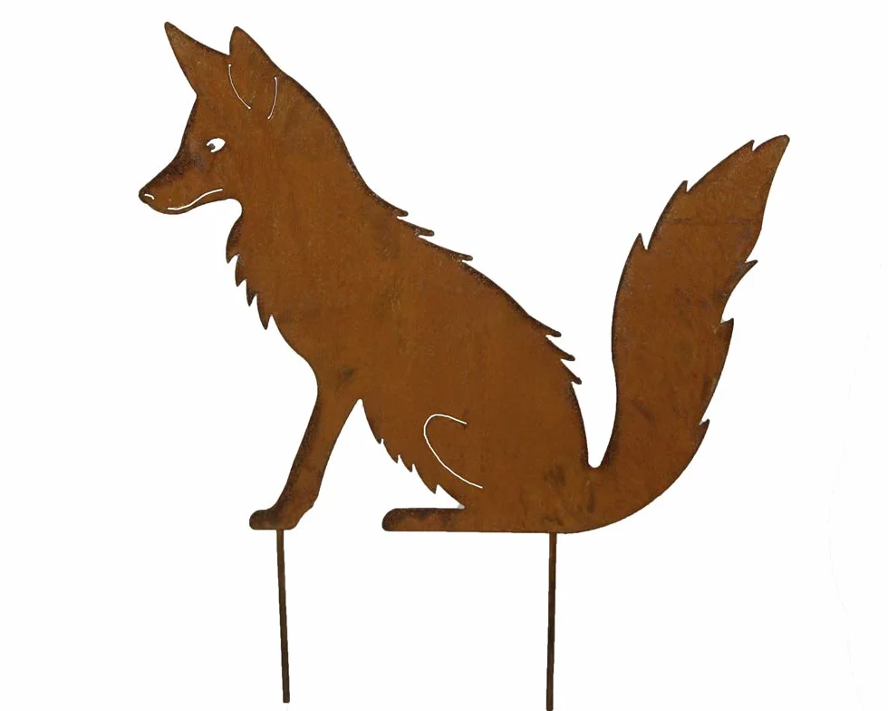 Ozdoba ogrodowa lis metal patyna szlachetna dekoracja ogrodowa ozdoba ogrodowa 41 cm x 50 cm rdzawa dekoracja ogrodowa naturalna rdza