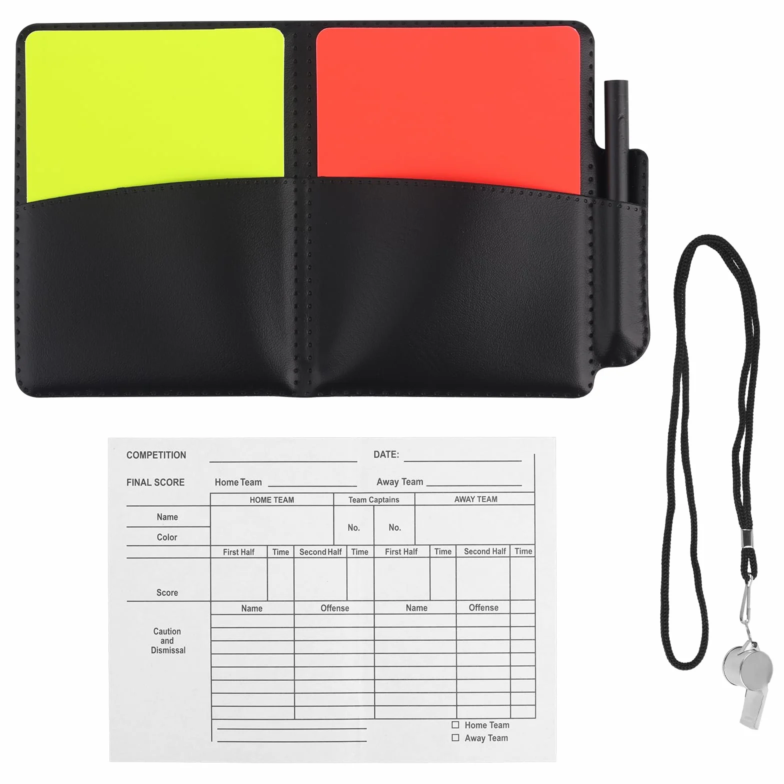 Gosknor Zestaw Sędziego Football, Zestaw Sędziego Soccer Zawiera Żółte, Czerwone Kartki, Głośny, Wyraźny Gwizdek Ze Smyczą, Papier do Zapisu, Ołówek, Uchwyt na Karty, dla Trenerów Sędziów i Ratowników
