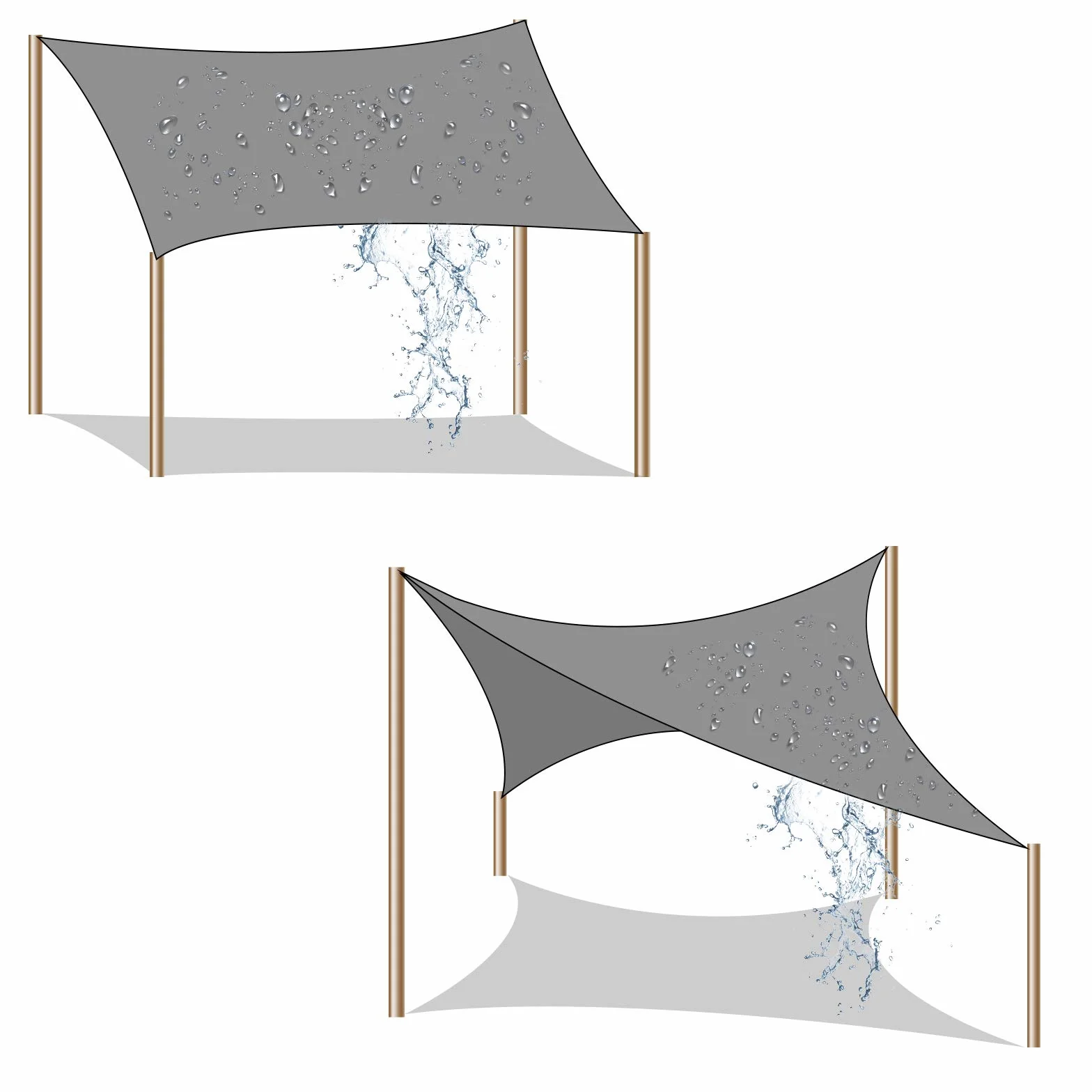 SONGMICS Żagiel przeciwsłoneczny 3 x 5 m, ochrona przed słońcem z tkaniny HDPE, przepuszczająca powietrze, przepuszczająca wodę, na taras, do ogrodu, na balkon, kemping, prostokątny, wklęsły, 2 m