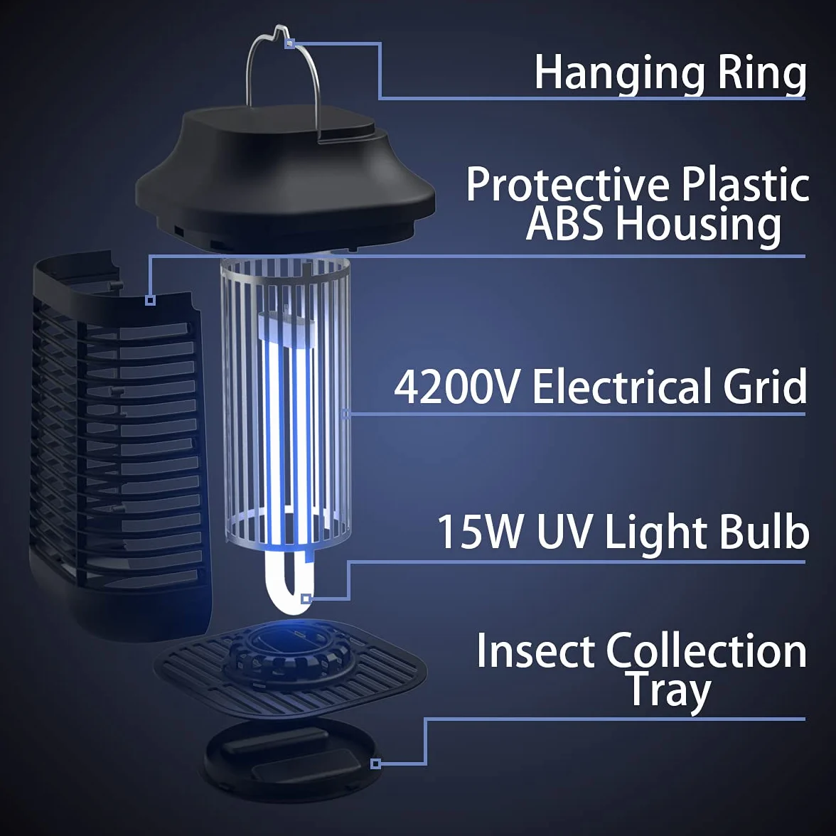 Bug Zapper Outdoor, Electric Mosquito Zapper, Mosquito Repellent Outdoor, Metal Housing Fly Zapper Waterproof,4200V 20W, Mosquito Trap for Indoor, Patio, Garden