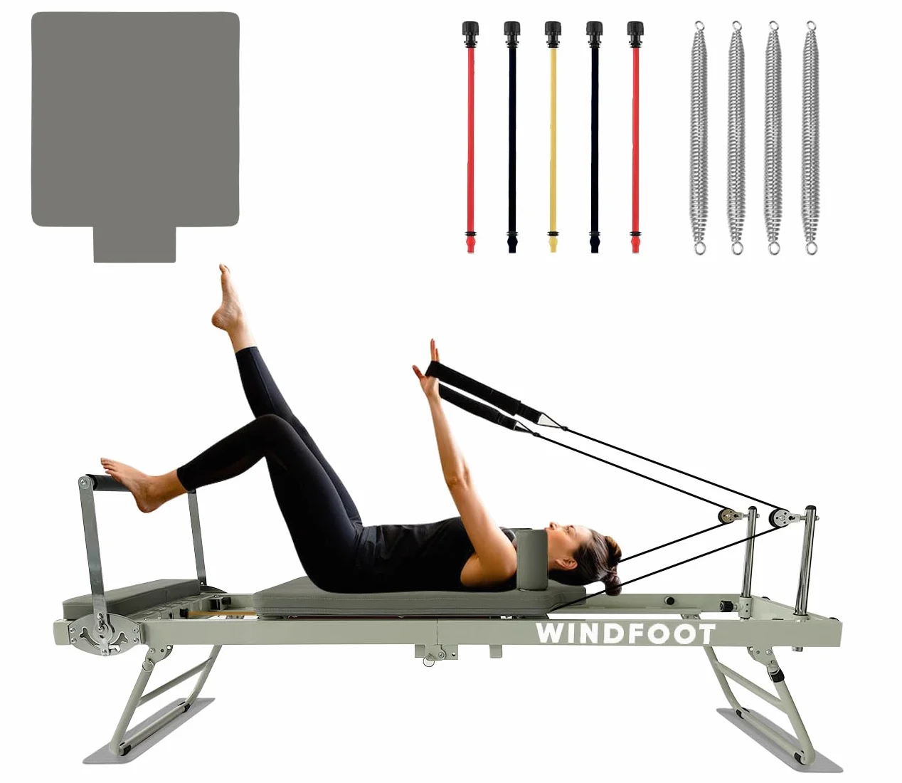 Pilates Reformer Składany z Deską do Skakania, 5 Sznurków, 136 kg