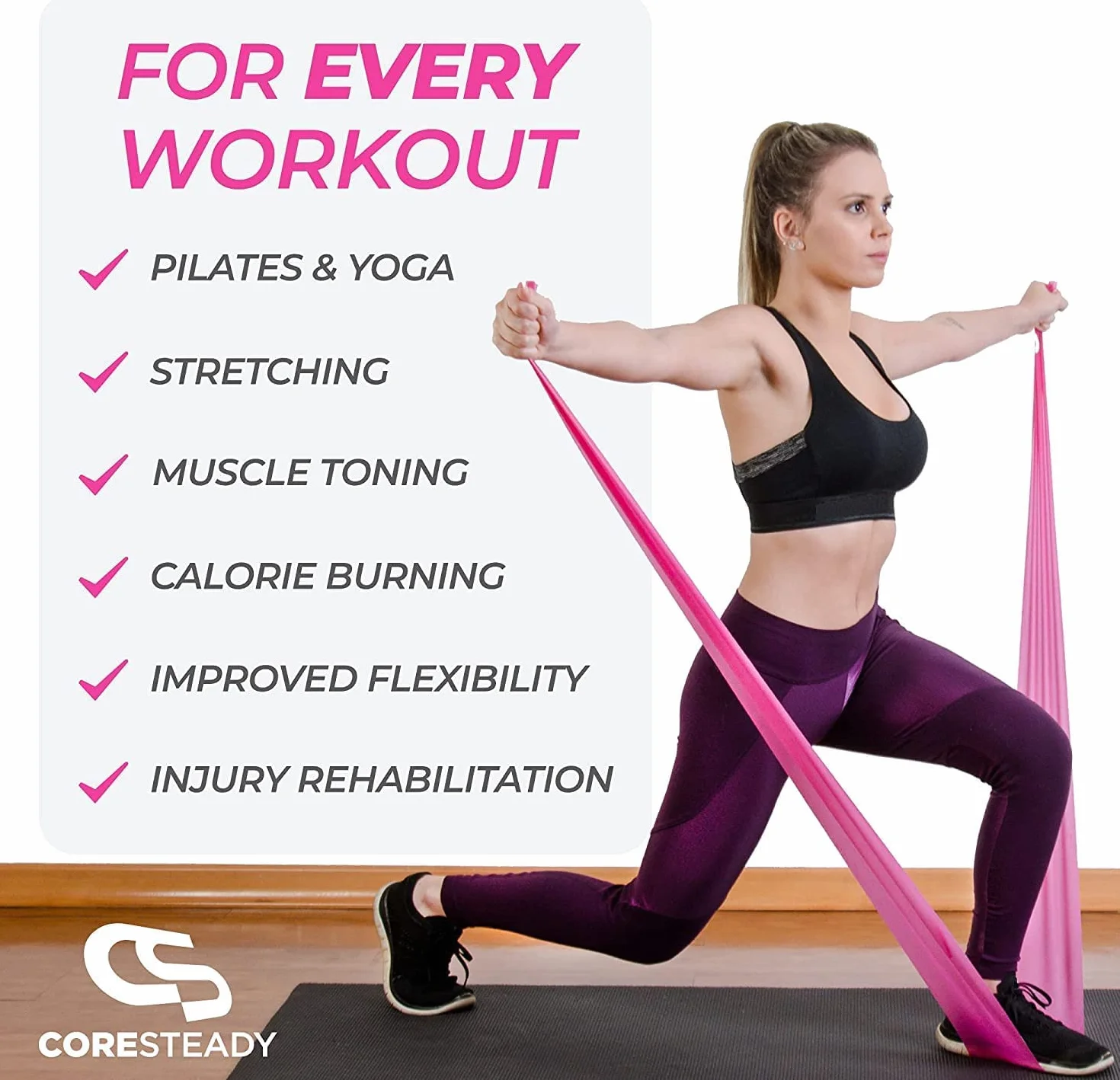 Coresteady Taśmy do fitnessu Opaska Pilates Joga Trening Siłowy Przewodnik