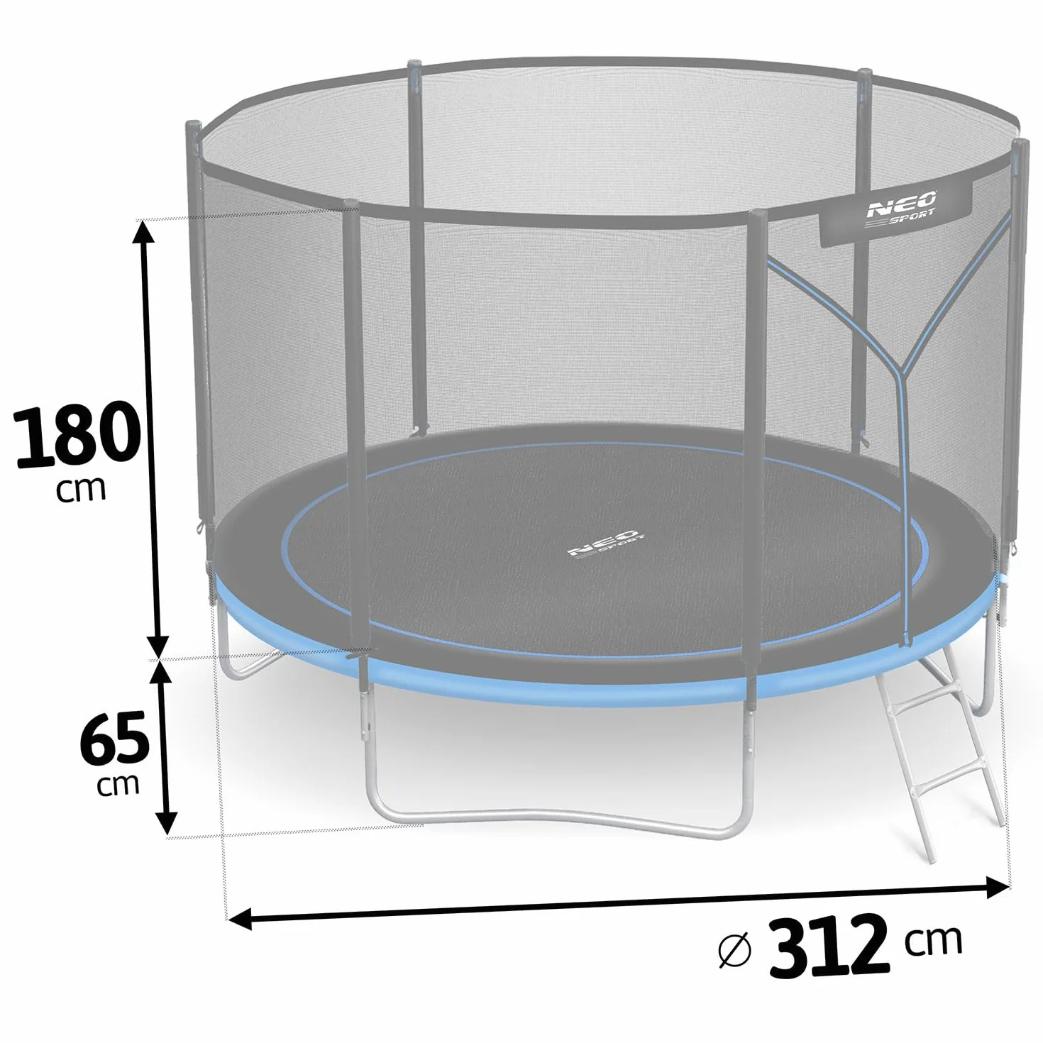Neo-Sport Trampolina Ogrodowa Dla Dzieci Z Zewnętrzną Siatką Zabezpieczającą Drabinką 183 cm 6 ft Czarny Niebieski