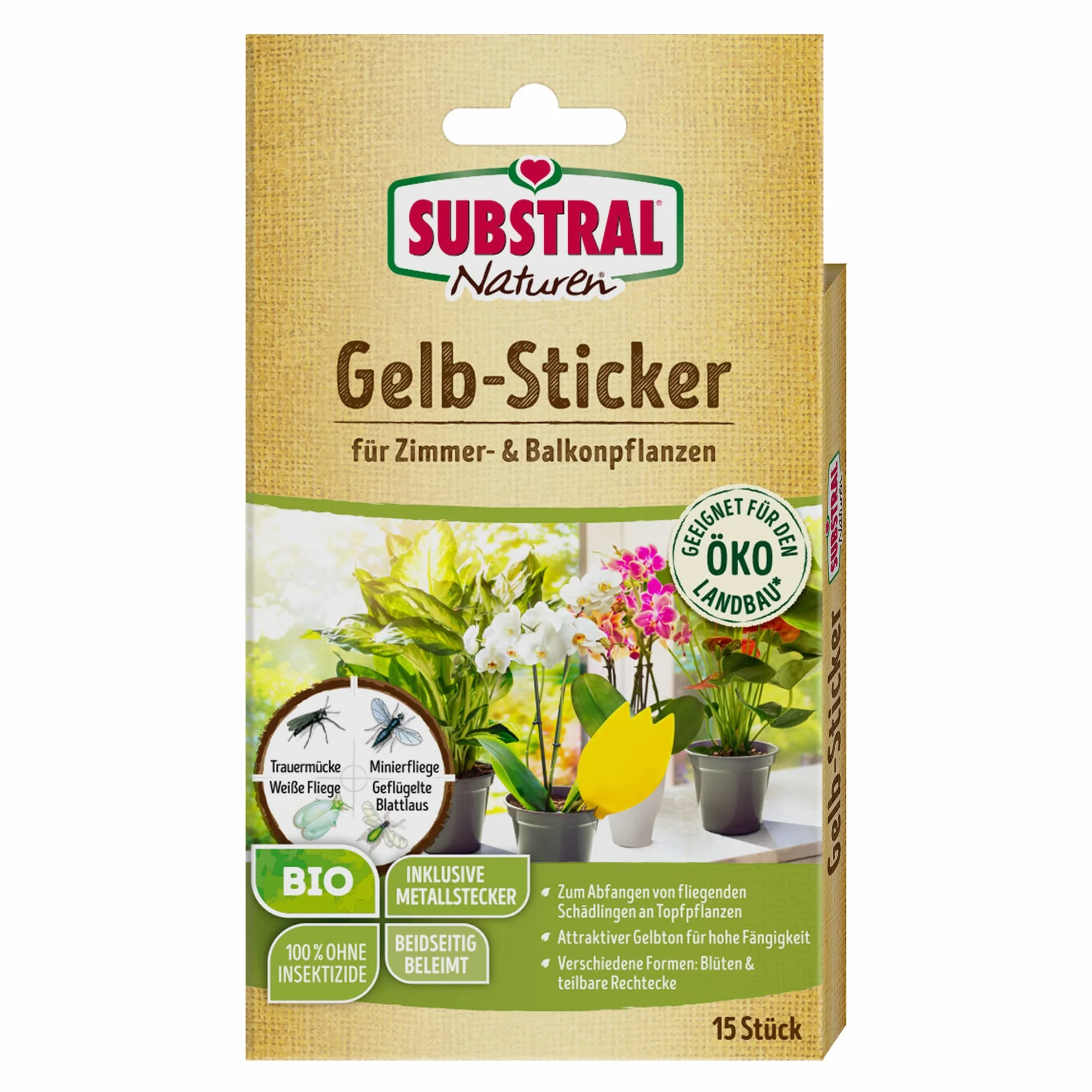 Substral 7620 Naturen Bio Pułapki Na Klej Do Ochrony Roślin, Wielokolorowy, Zestaw 15 Sztuk