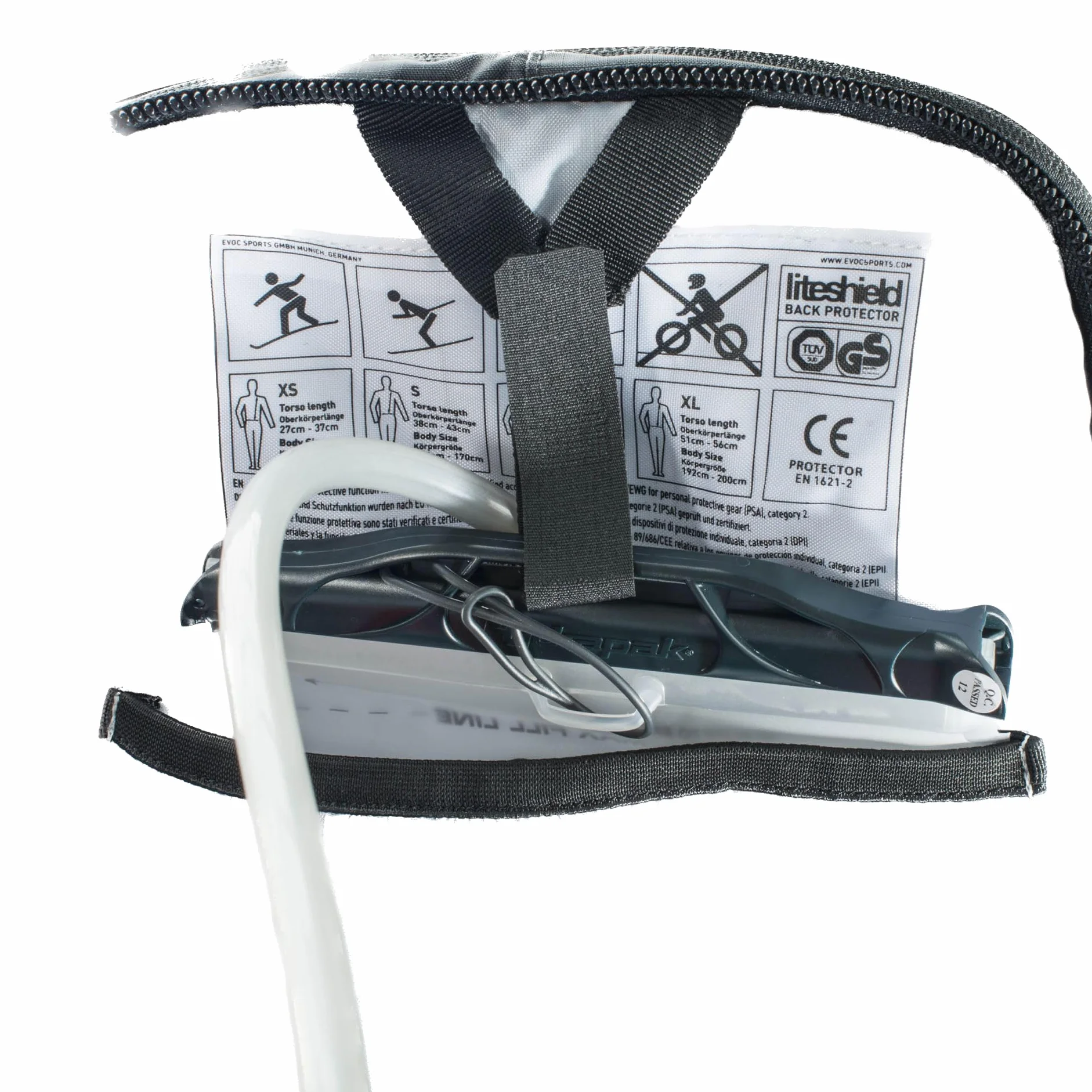 EVOC FR TRAIL BLACKLINE 20l plecak z ochraniaczem, plecak na wycieczki rowerowe i szlaki (LITESHIELD ochraniacz pleców z certyfikatem TÜV/GS, LITESHIELD SYSTEM AIR, rozmiar M/L), czarny