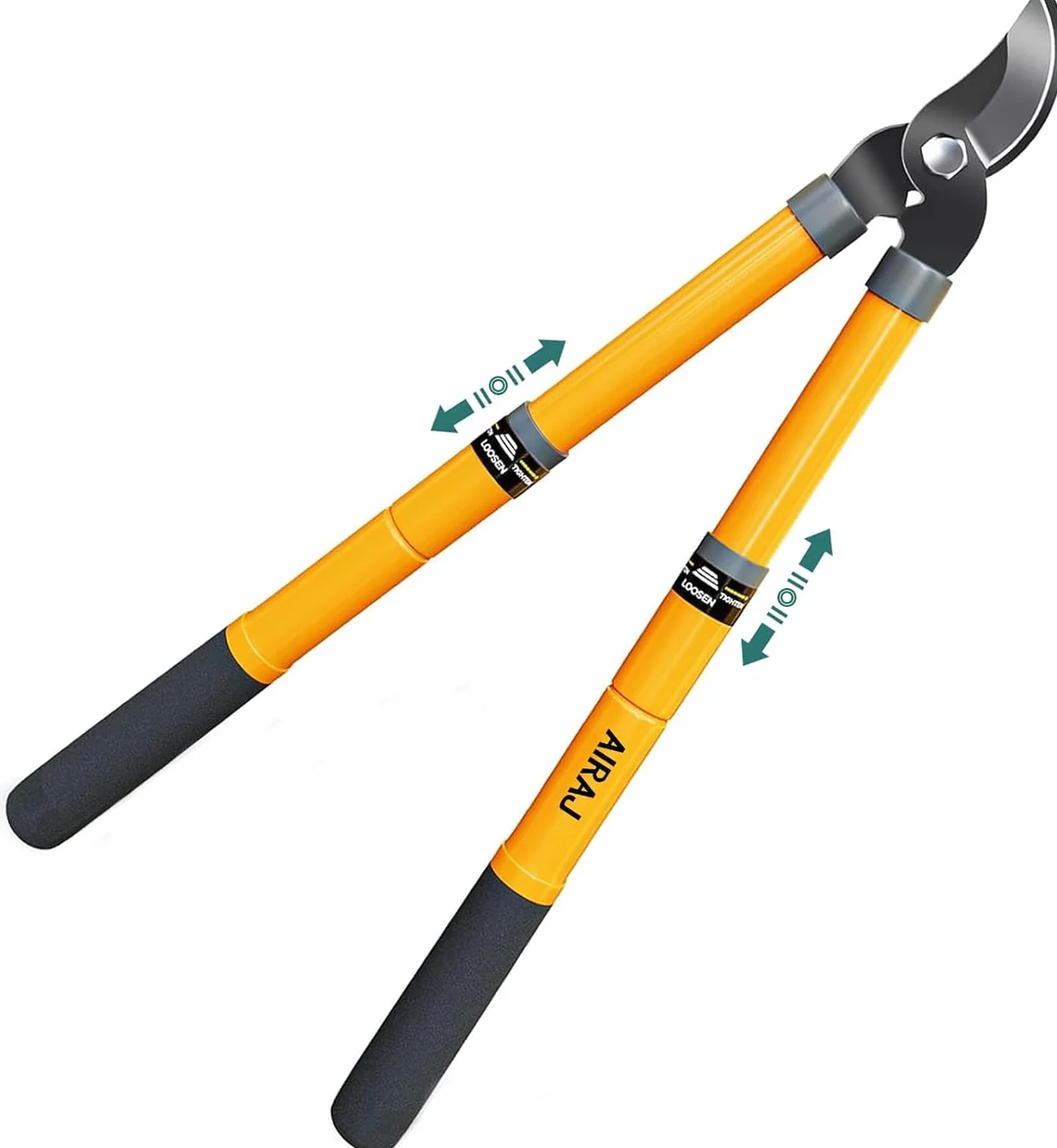 AIRAJ Teleskopowe nożyce do gałęzi 42-61 cm, bypass sekator z ostrzem SK5 i powłoką zapobiegającą przywieraniu – tnie czysto do 3,5 cm, nożyce ogrodowe do cięcia suchych i mokrych gałęzi