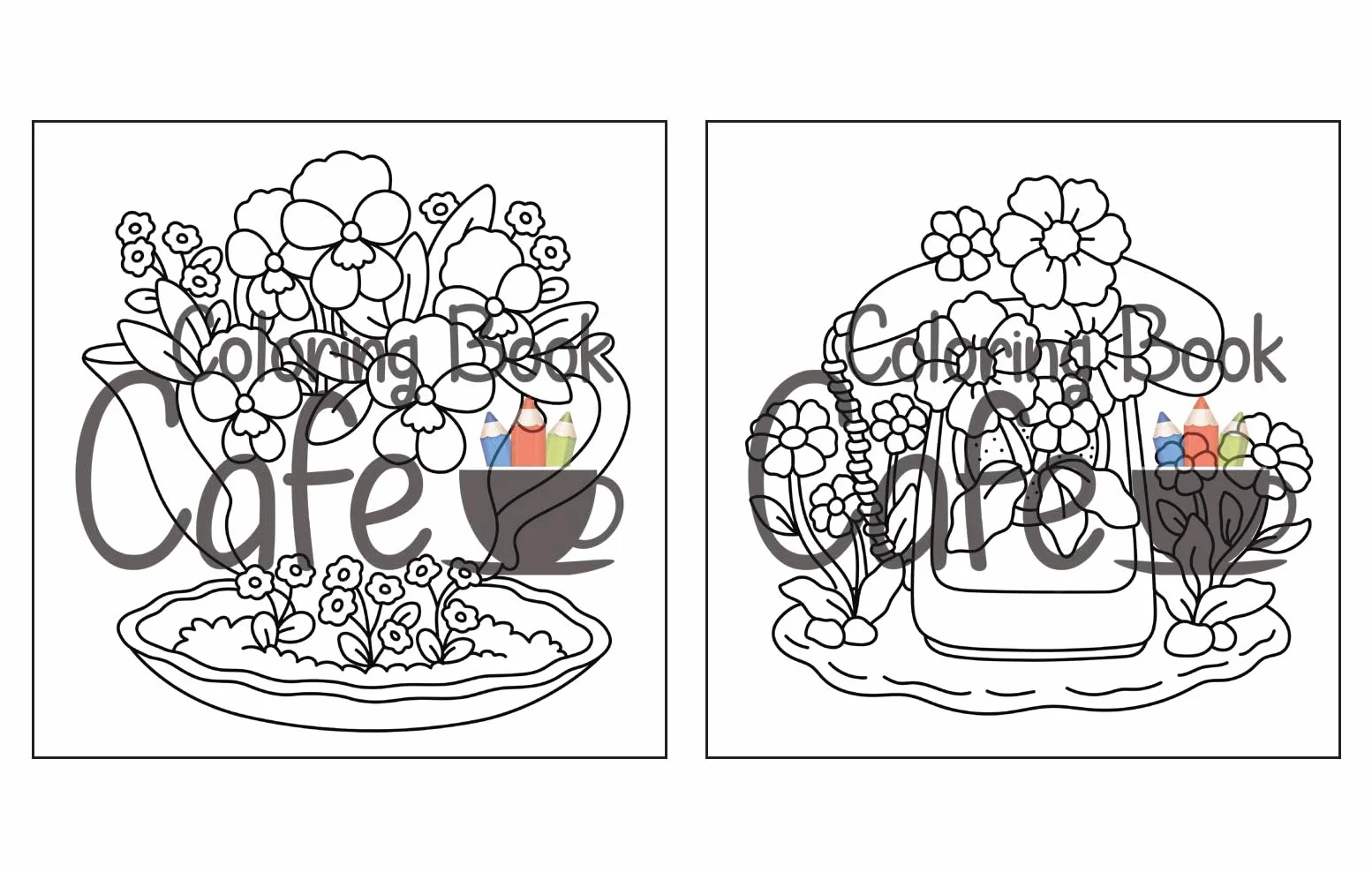 Tiny Gardens: Cute & Comfy Coloring Book for Adults and Teens Featuring Adorable Garden Scenes