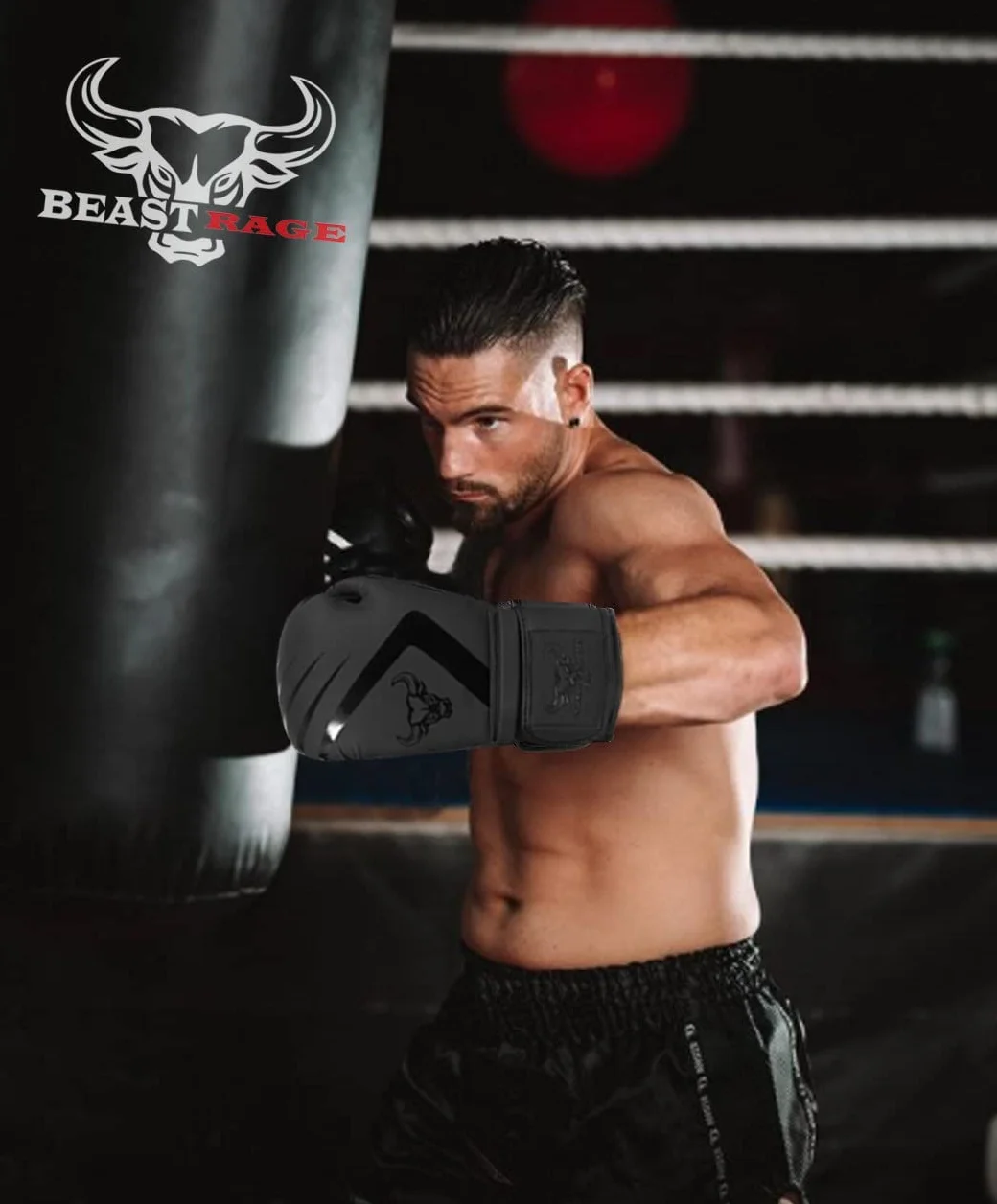 BEAST RAGE Rękawice bokserskie Muay Thai Kickboxing MMA Worek treningowy Uderzenie Trening Mężczyźni Kobiety Sparring Fitness Rękawice Ciężkie Wyściełane Sporty Sztuk Walki