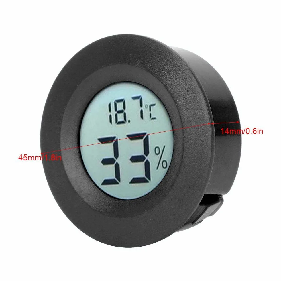 Wbudowany Termometr Pokojowy LCD z Okrągłym Wyświetlaczem, Mini Termometr Wilgotności do Domowego Pokoju Dziecięcego (Czarny)