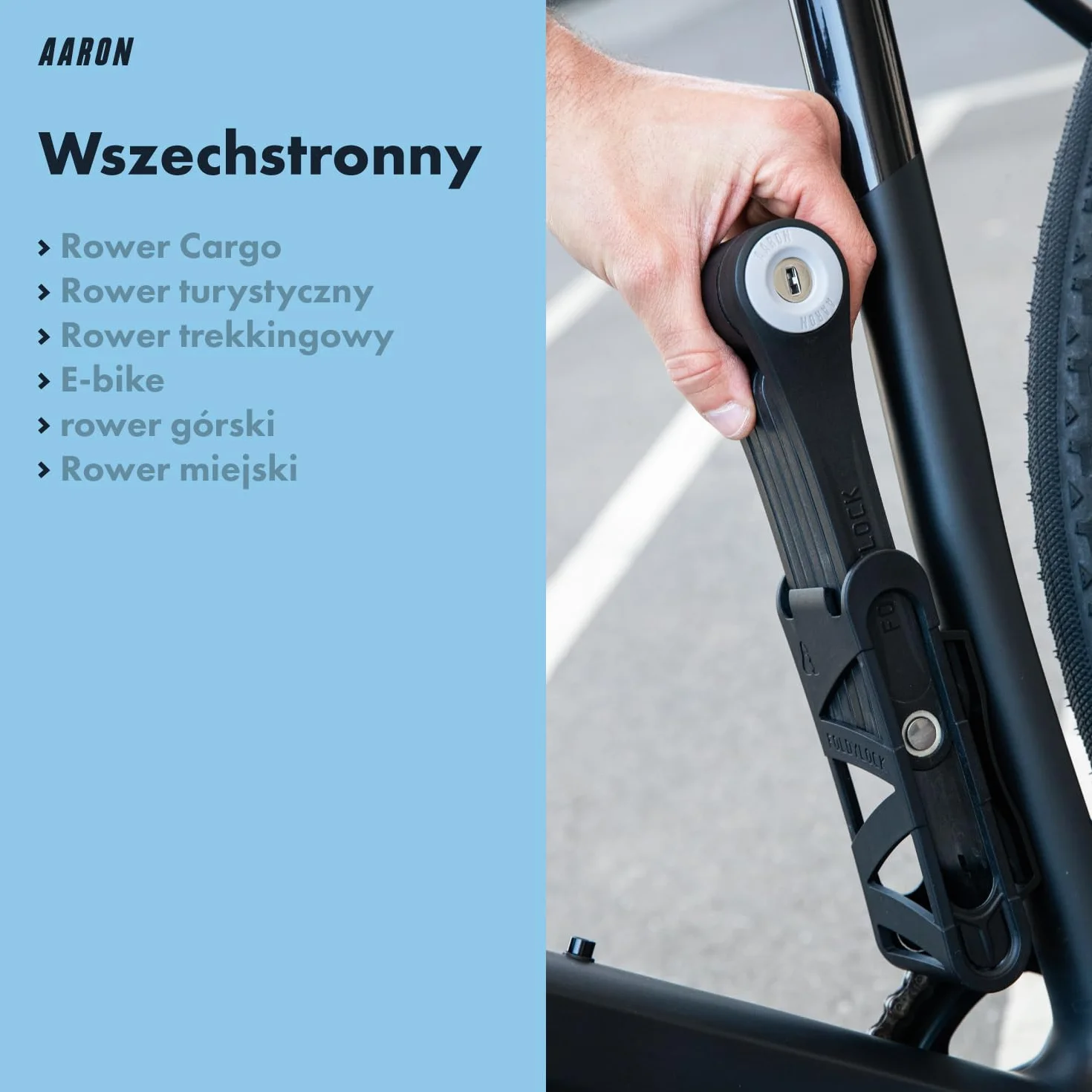 AARON Zapięcie rowerowe składane poziom 14 opatentowany zamek bezpieczny z kluczem do rowerów elektrycznych