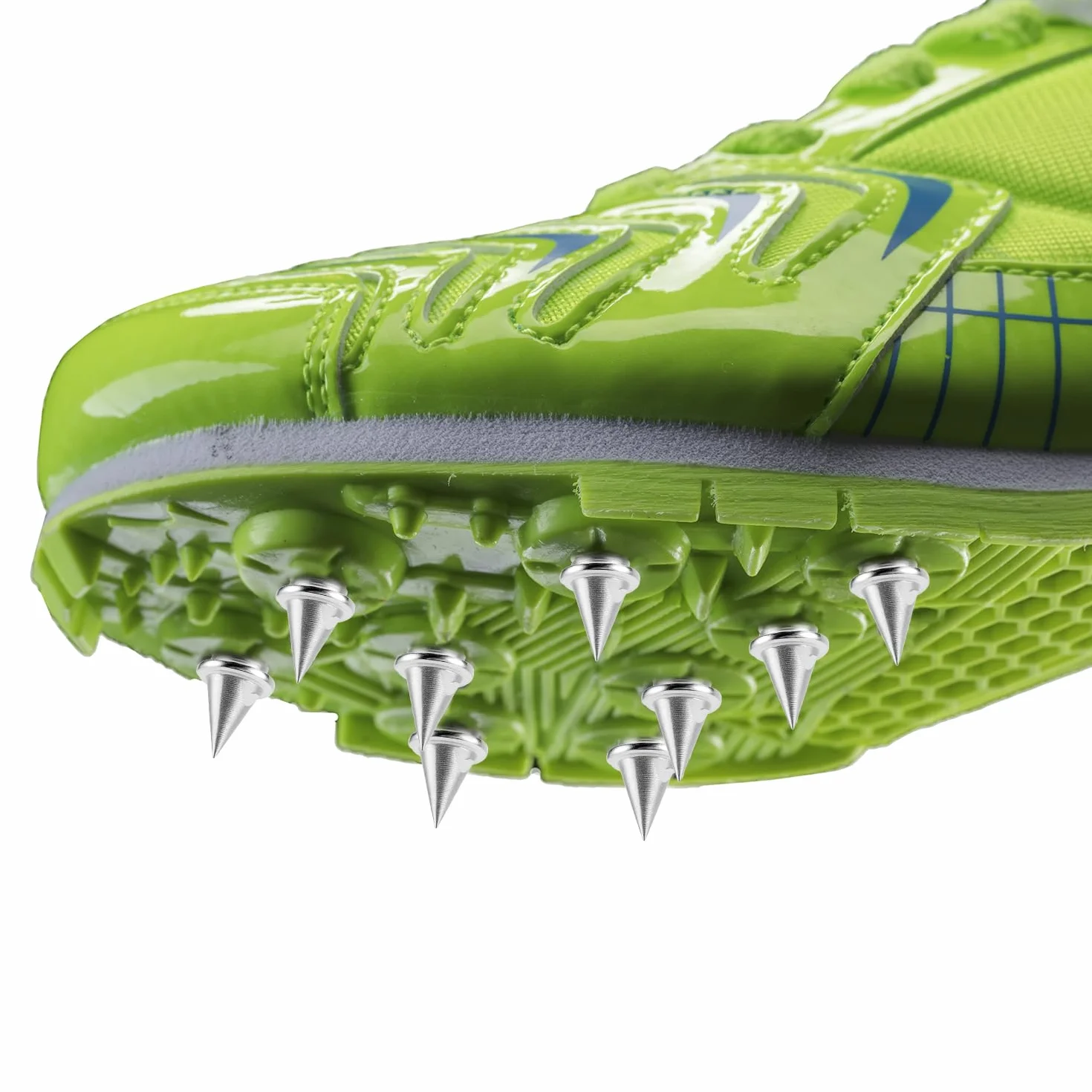 QWORK® 100 szt. kolców gąsienicowych 1/4 cala, stalowe zamienne kolce do biegania do butów sportowych, sportów lekkoatletycznych (srebrne)