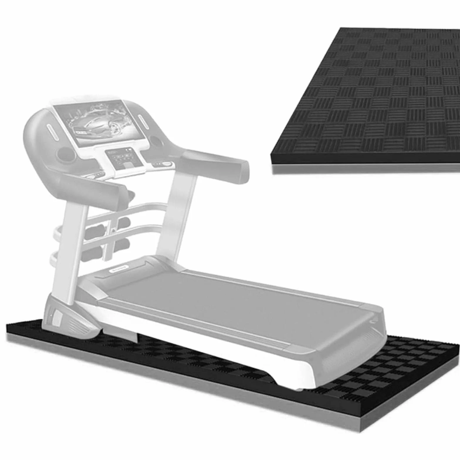 Mata pod bieżnię na wykładzinę dywanową, Mata pod rower treningowy do ćwiczeń w domu, Mata pod sprzęt do ćwiczeń, Dźwiękoszczelna, Grubość 4 cm Nadaje się do wioślarzy/bieżni(Gray)