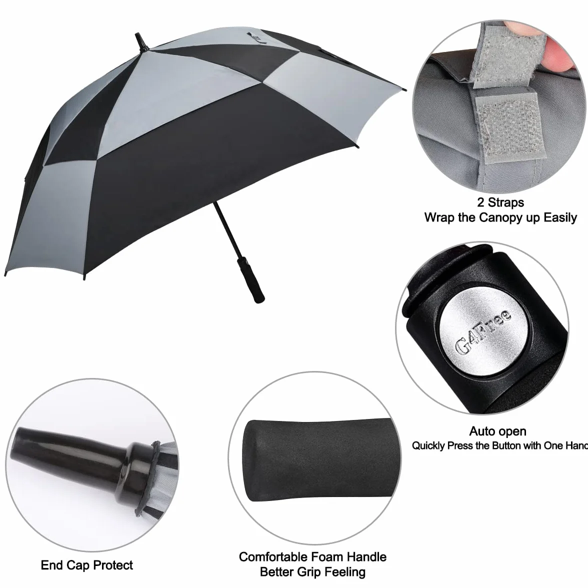 G4Free 152 cm automatycznie otwierany parasol golfowy podwójny baldachim kwadratowy parasol bardzo duży wentylowany wiatroszczelny kij parasole dla mężczyzn i kobiet
