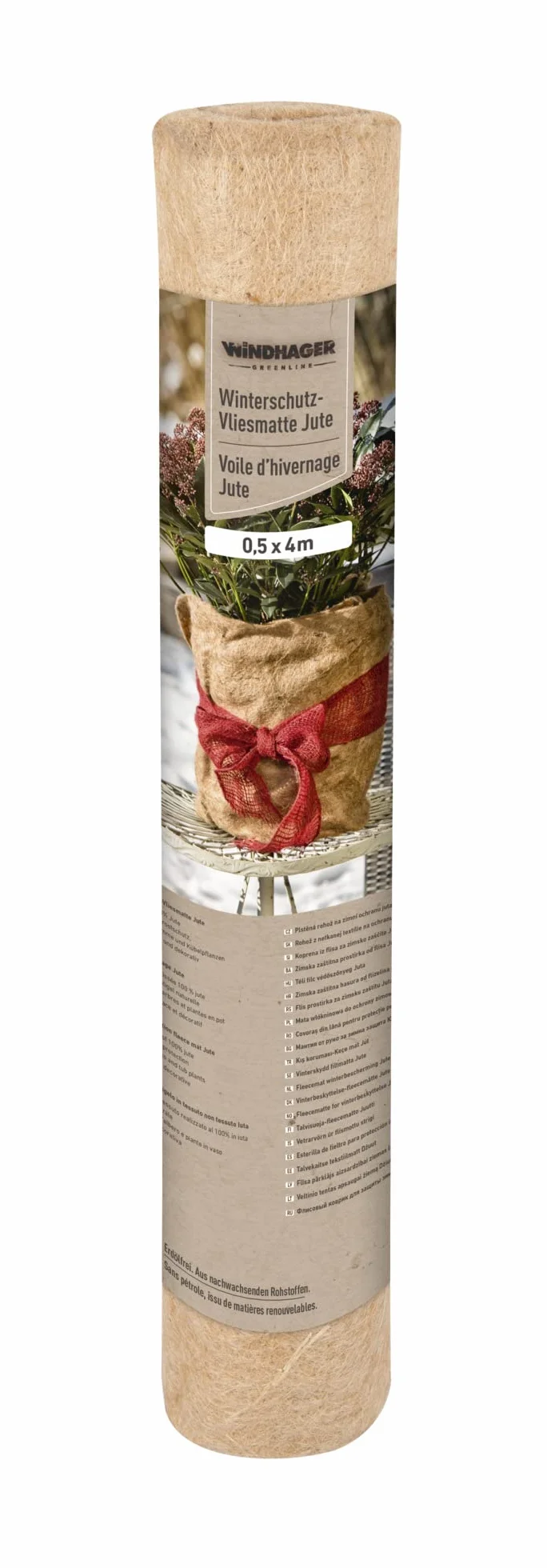 Windhager Juta mata z włókniny ekologicznej, z włókniny, ochrona przed zimnem, ochrona przed mrozem, 300 g/m², 0,5 x 4 m, 07521, kolor naturalny