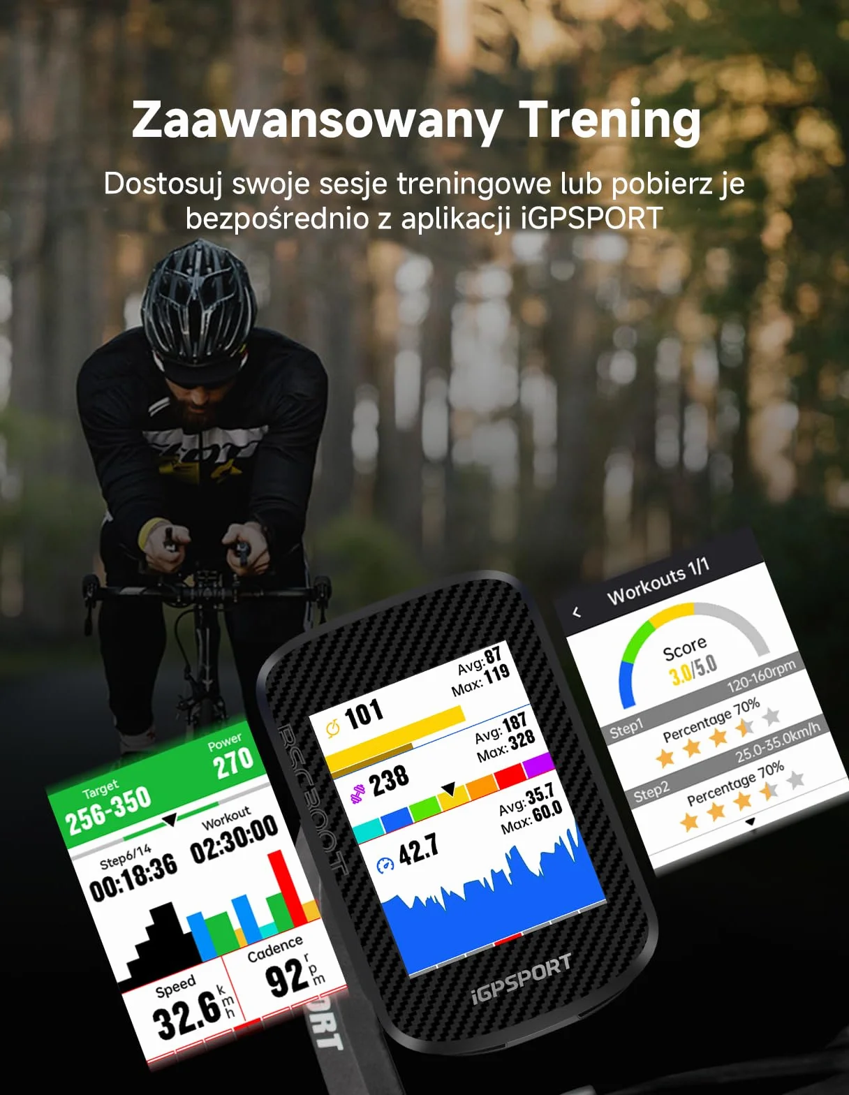 iGPSPORT BSC300T Licznik Rowerowy GPS, Kolorowy Ekran Dotykowy 2,4 Cala, Funkcja Nawigacji Map, Funkcja Treningowa, Obsługa 130 Danych, Kompatybilny z Rowerami Elektrycznymi,BSC300T Zestaw