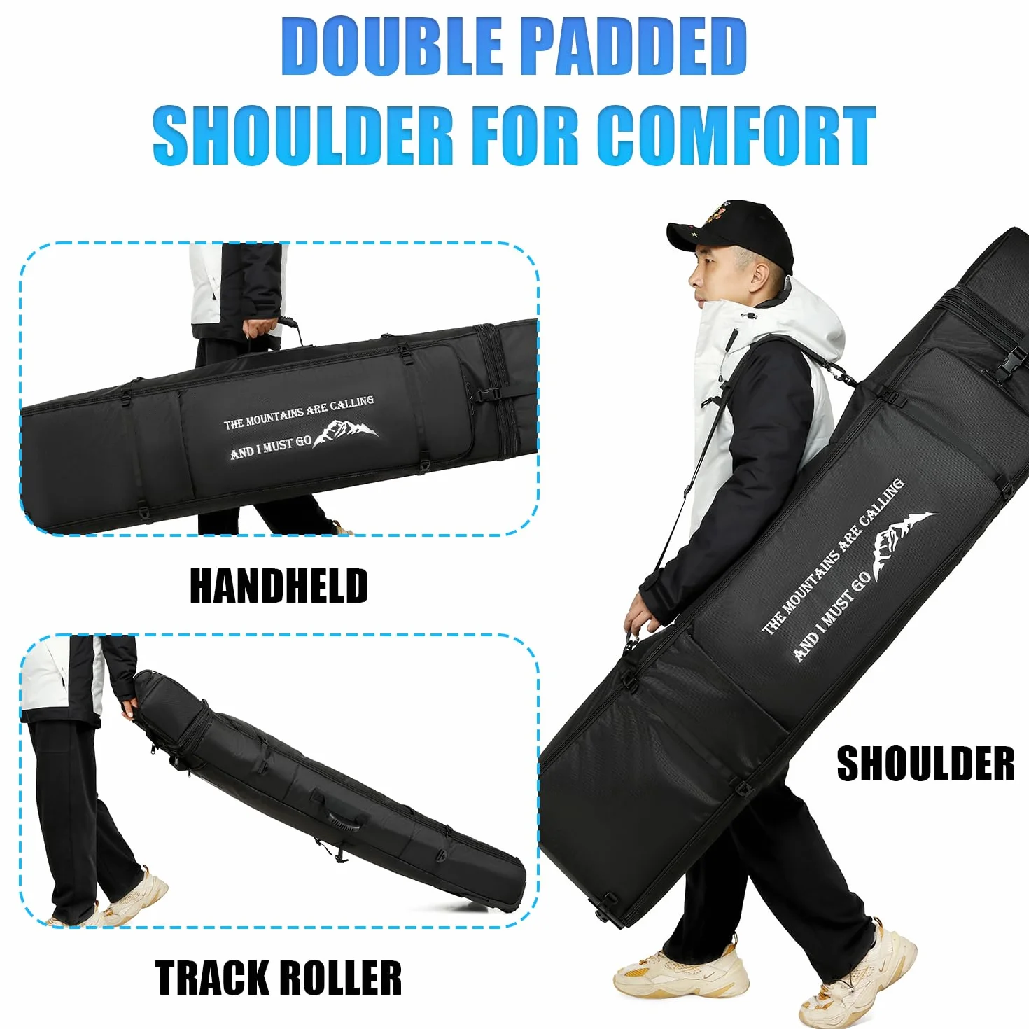 Torba narciarska na kółkach 150-190 cm wodoszczelna regulowana snowboardowa