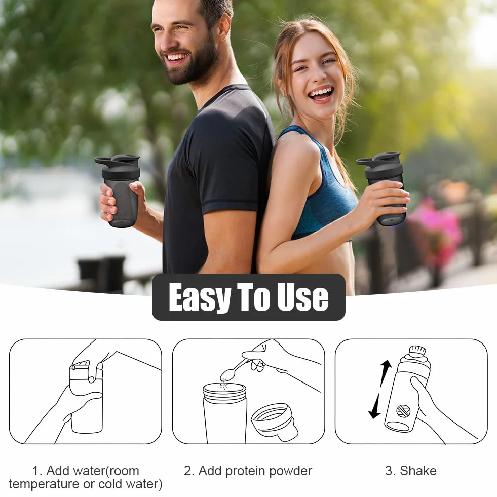Shaker proteinowy 400 ml ze stali nierdzewnej, 2 sztuki, wolny od BPA, szczelny