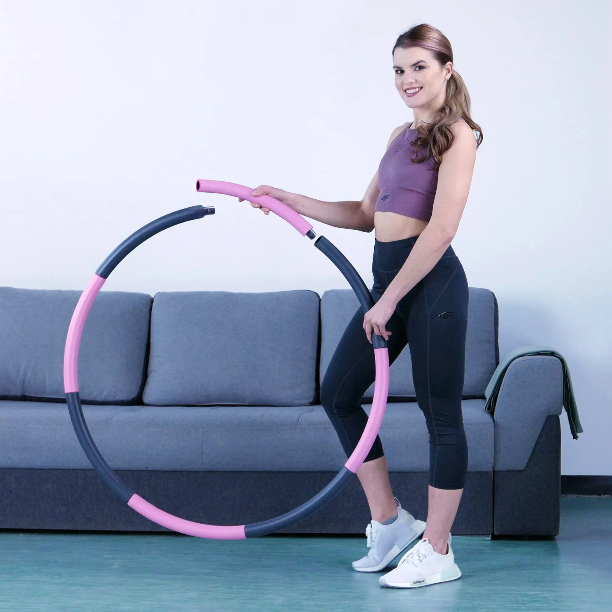 HoolaHoop Obręcz 1,2 kg - Miękka Pianka - Hula Hop dla Dorosłych do Odchudzania - od Początkujących do Zaawansowanych - 7 Części