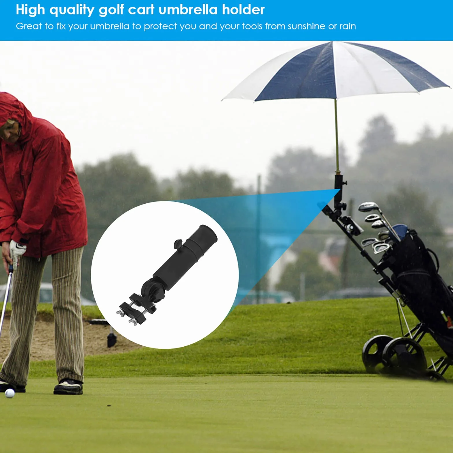 Stojak na parasol regulowany uchwyt na wózek golfowy klips mocowanie
