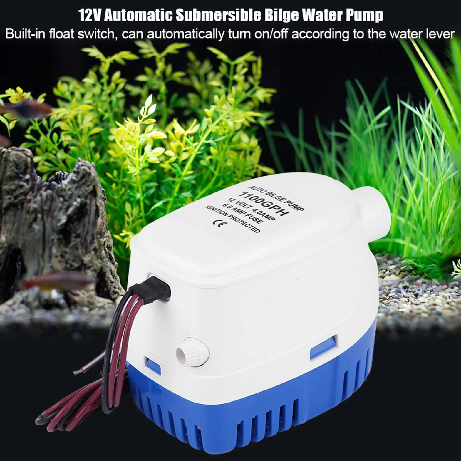 Automatyczna pompa zęzowa, 1100GPH 12V morska automatyczna zatapialna łódź zatapialna pompa zęzowa z przełącznikiem pływakowym
