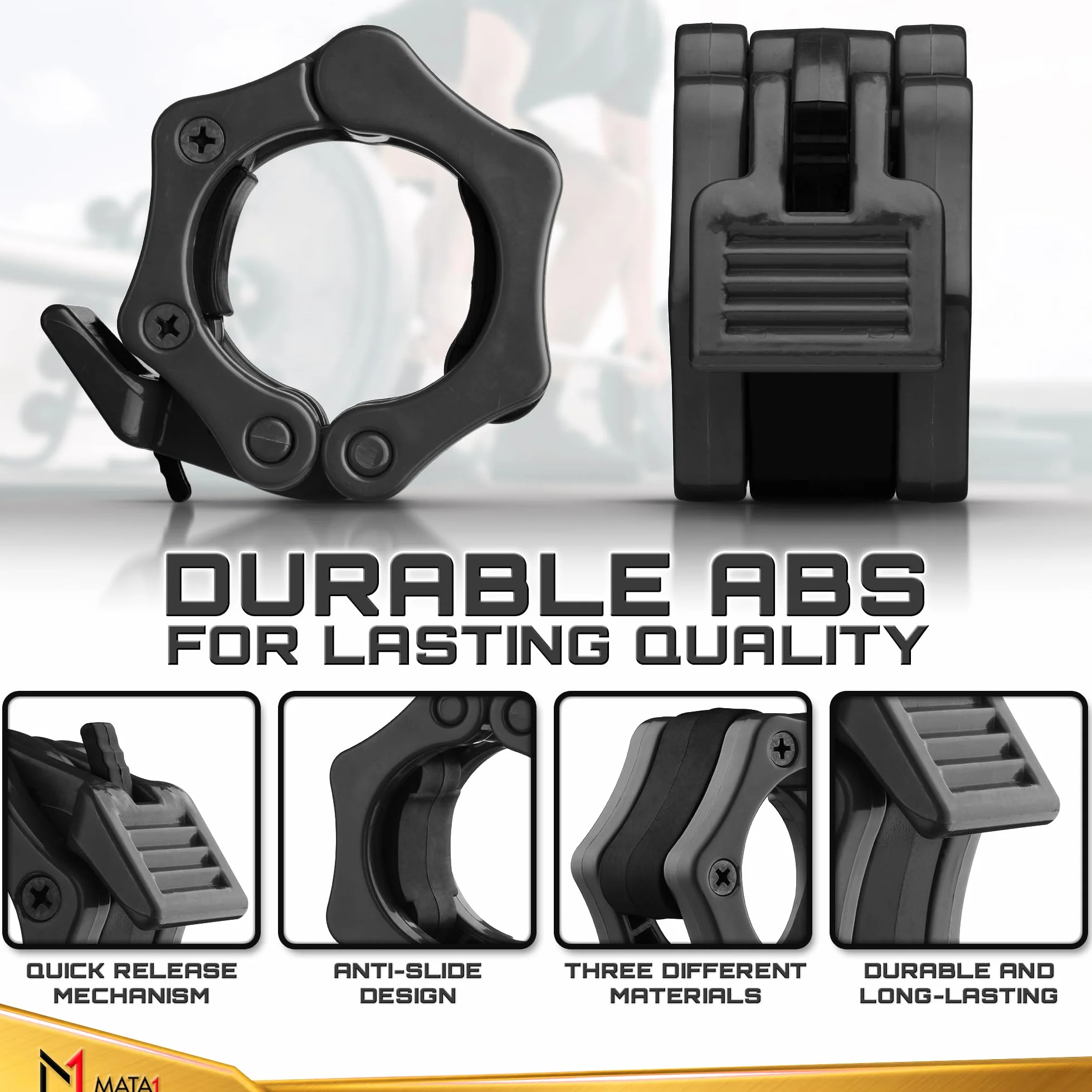Olympic Barbell Clamps 2" Locking Weight Clips for Weightlifting