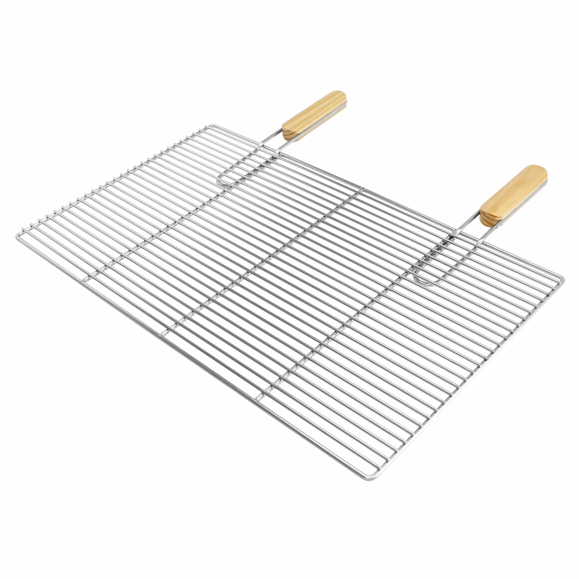 ECD Germany Prostokatny grill ze stali nierdzewnej z wyjmowanymi uchwytami 67 x 40 cm - solidny i odporny na rdze - do kominka grillowego Buschbeck - grill gazowy - kosze na ognisko - akcesoria do
