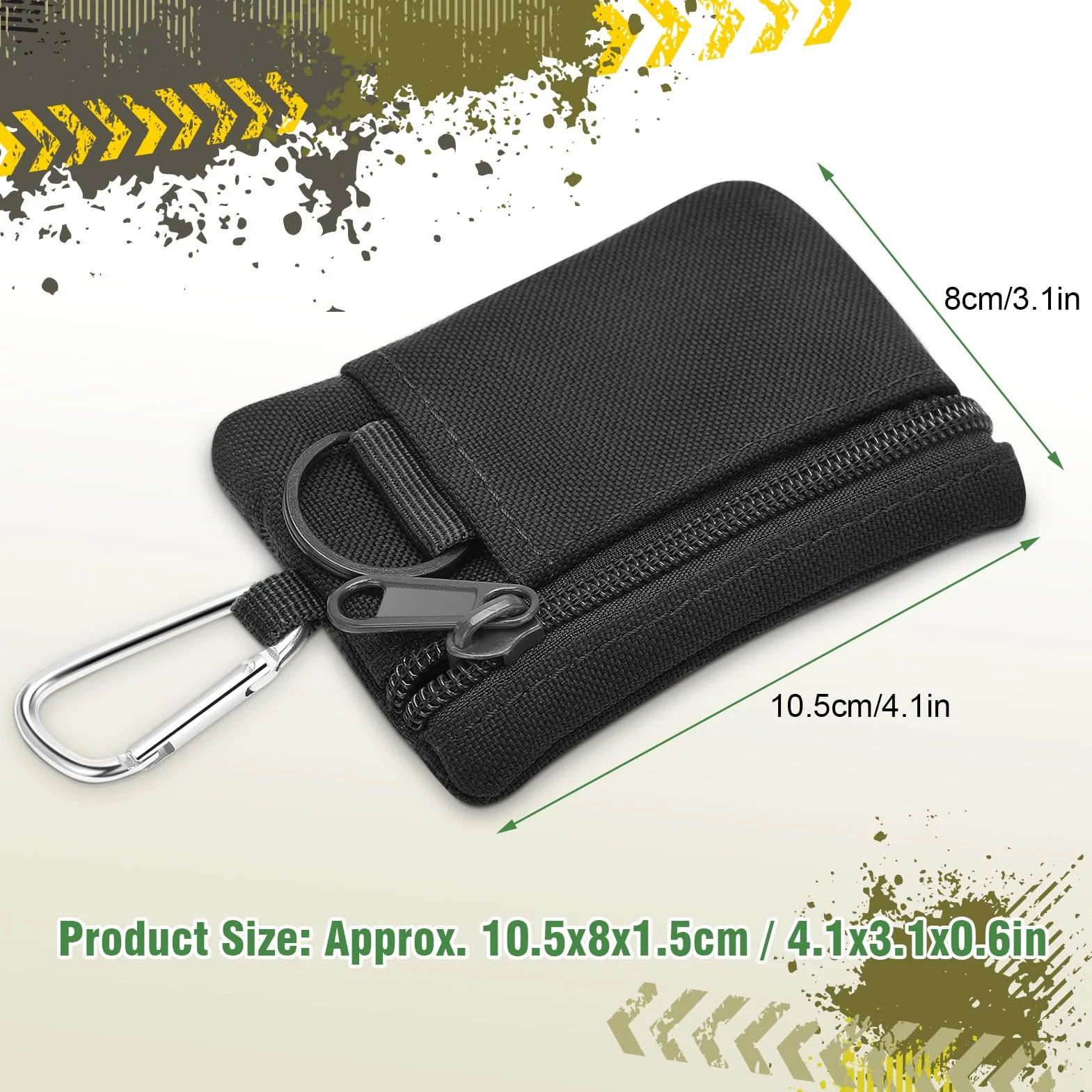 Mini Molle Pouch Bag, Outdoor Coin Purse With Carbiner, Camping Zipper Portable Bag For Outdoor(Czarny)