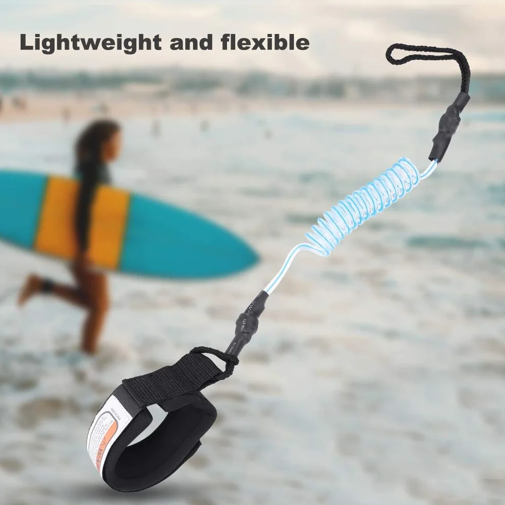 Leash do deski surfingowej SUP 5 mm zwijany spiralny niebieski