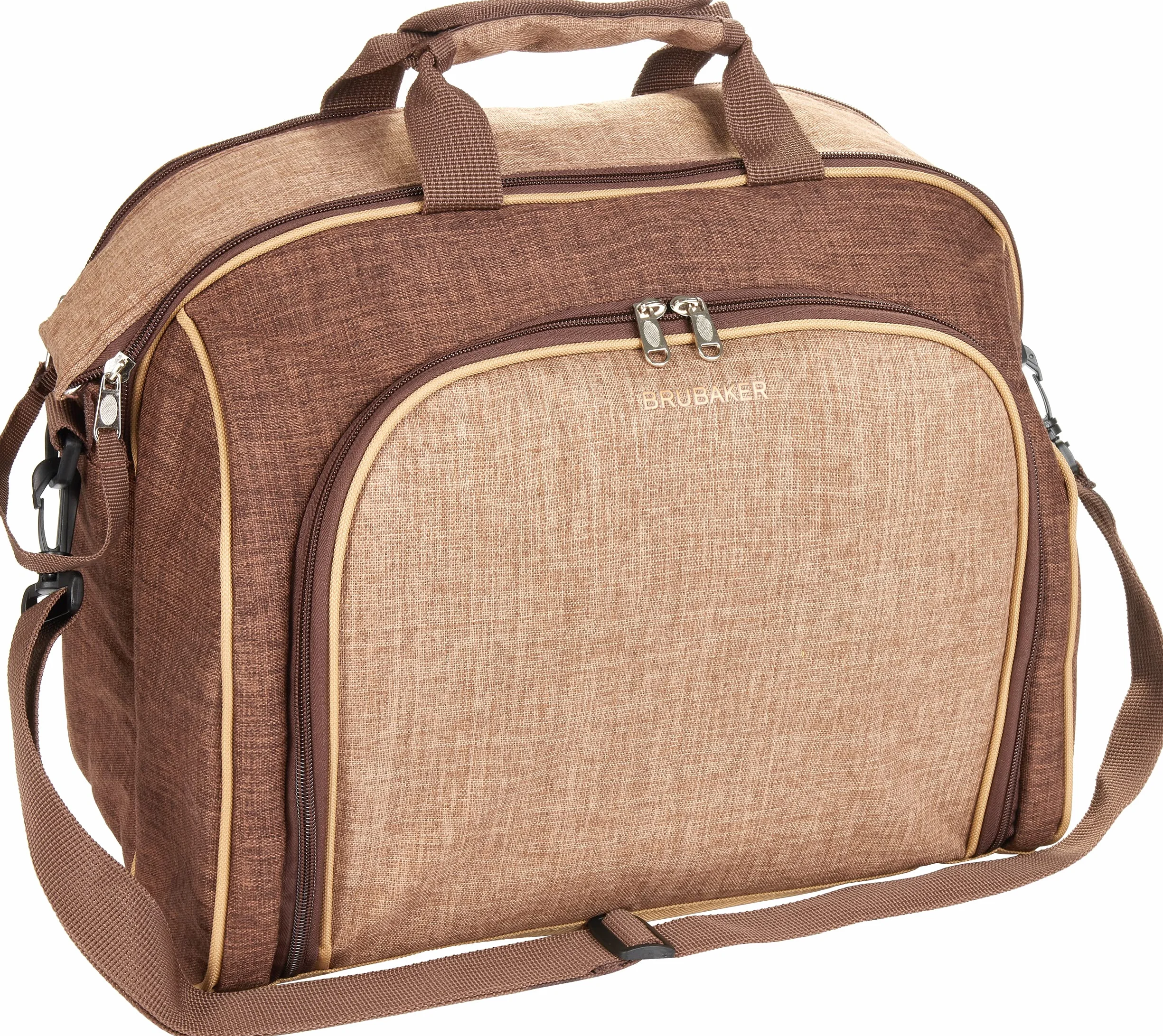 Brubaker Torba piknikowa dla 4 osób z komorą chłodzącą – przenośna jako torba na ramię lub torba na ramię – brązowa 38 × 30 x 21,5 cm