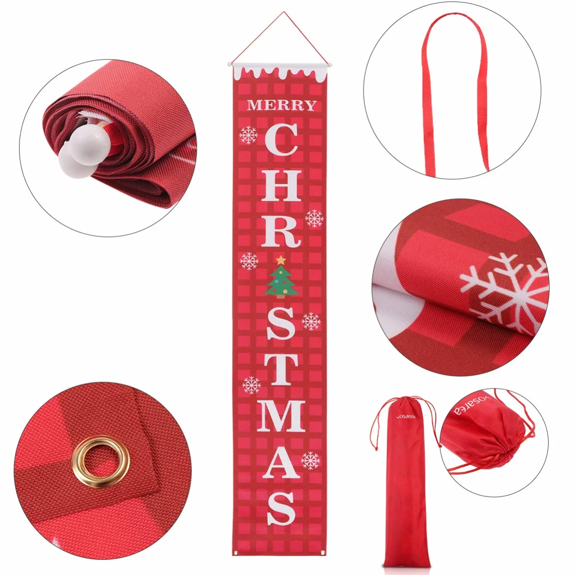 2pcs Reusable Oxford Cloth Waterproof Welcome Christmas Porch Sign Photo Props Wall Decor for Home Party
