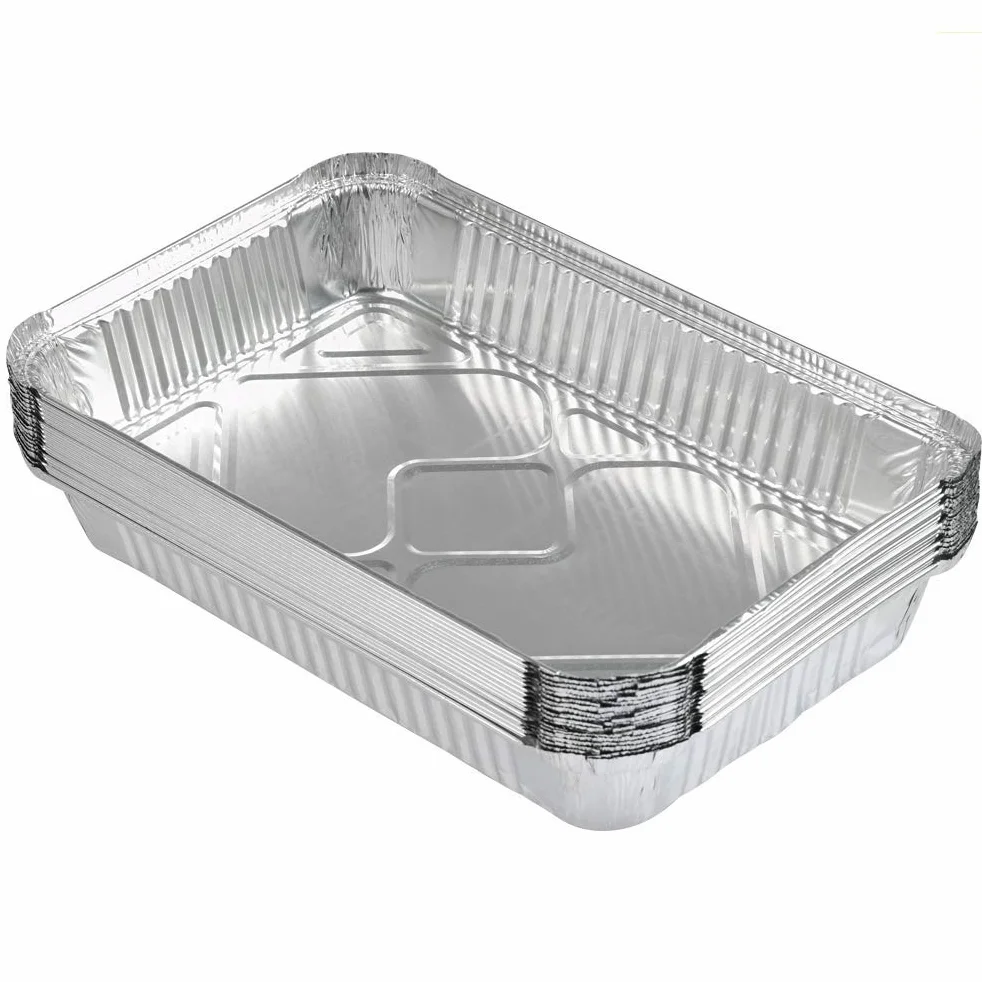 FOCCTS 25 szt. aluminiowych tacek do grillowania, zaczerwienień, pieczenia, zamrażania i przechowywania dużych pojemników na żywność z folii aluminiowej 31 cm x 21 cm x 5 cm