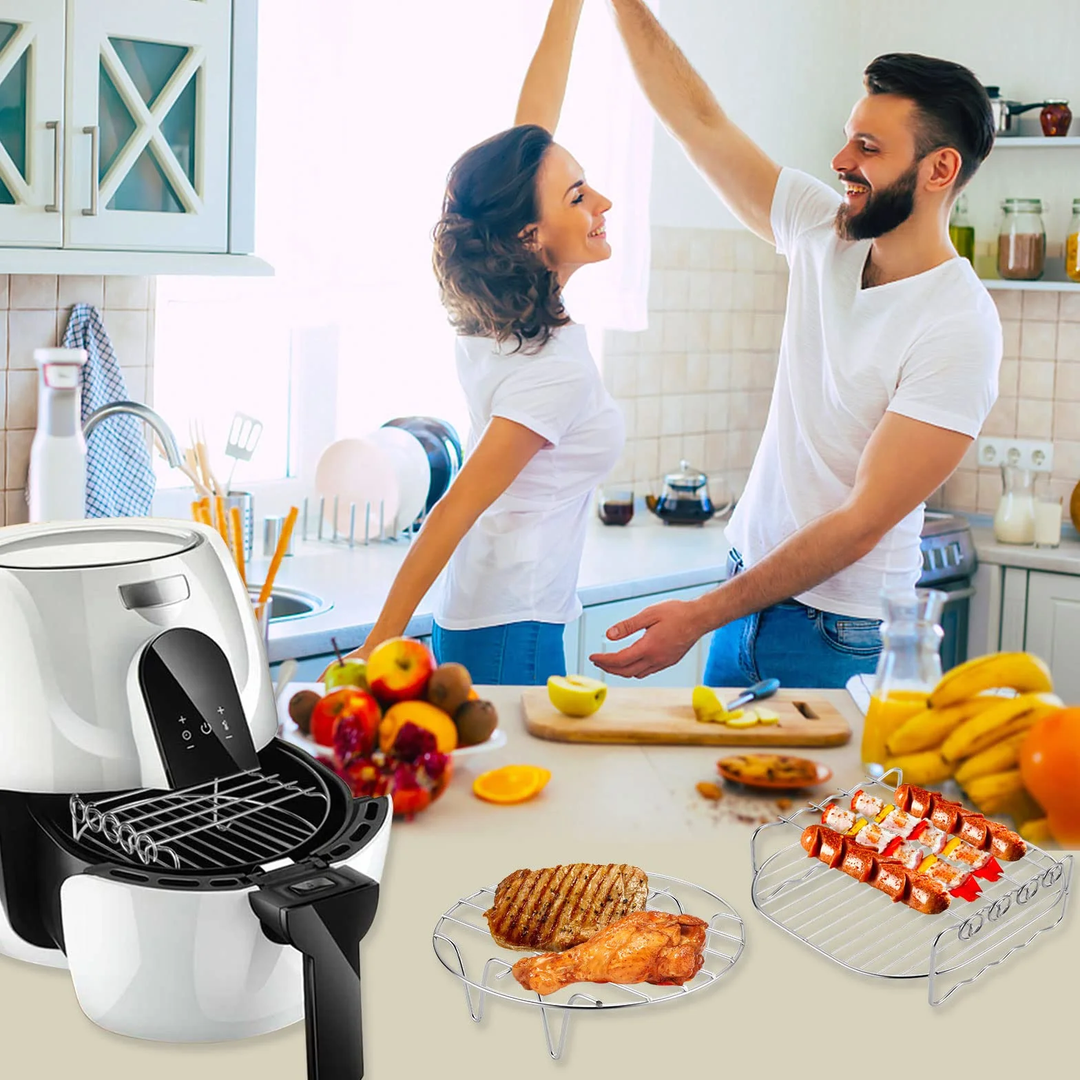Akcesoria do frytkownicy powietrznej, frytkownicy na powietrze odwadniacz do żywności ze stali nierdzewnej 304, akcesoria do frytkownicy Airfryer grill tostowy do brochettes Steaks Légumes