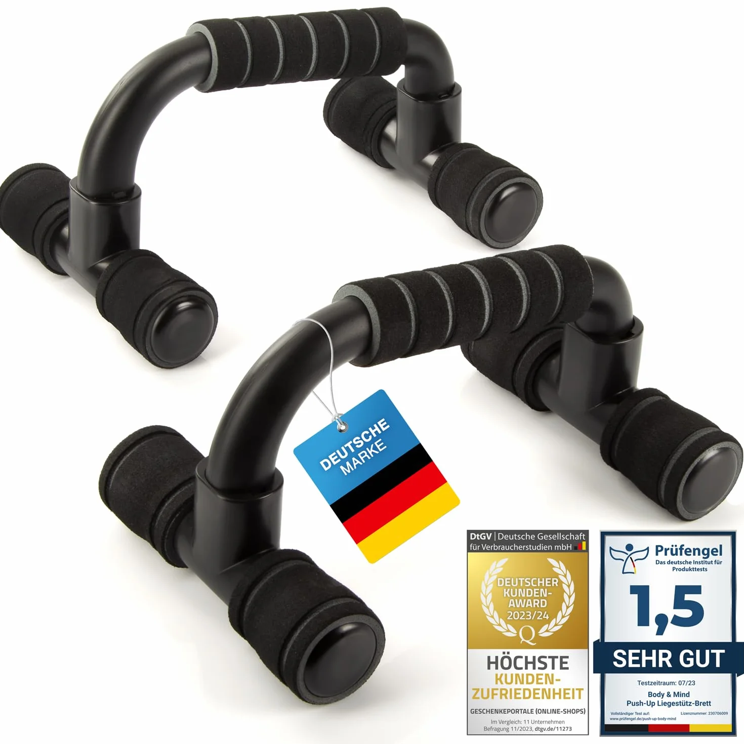 Body & Mind® Push-Up uchwyty do pompek; kompaktowe uchwyty treningowe stojak fitness do treningu całego ciała i efektywnych pompek; trening siłowy z bezpłatnym e-bookiem